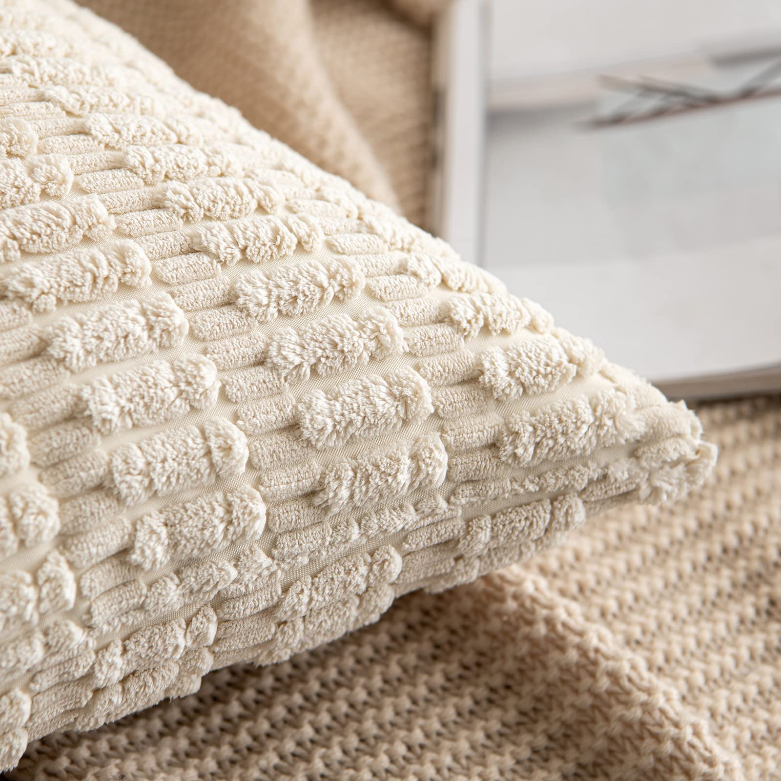 Foto 2 | Funda De Cojín Miulee De Pana, 45 X 45 Cm, Paquete De 2 Unidades, Color Crema W - Venta Internacional.