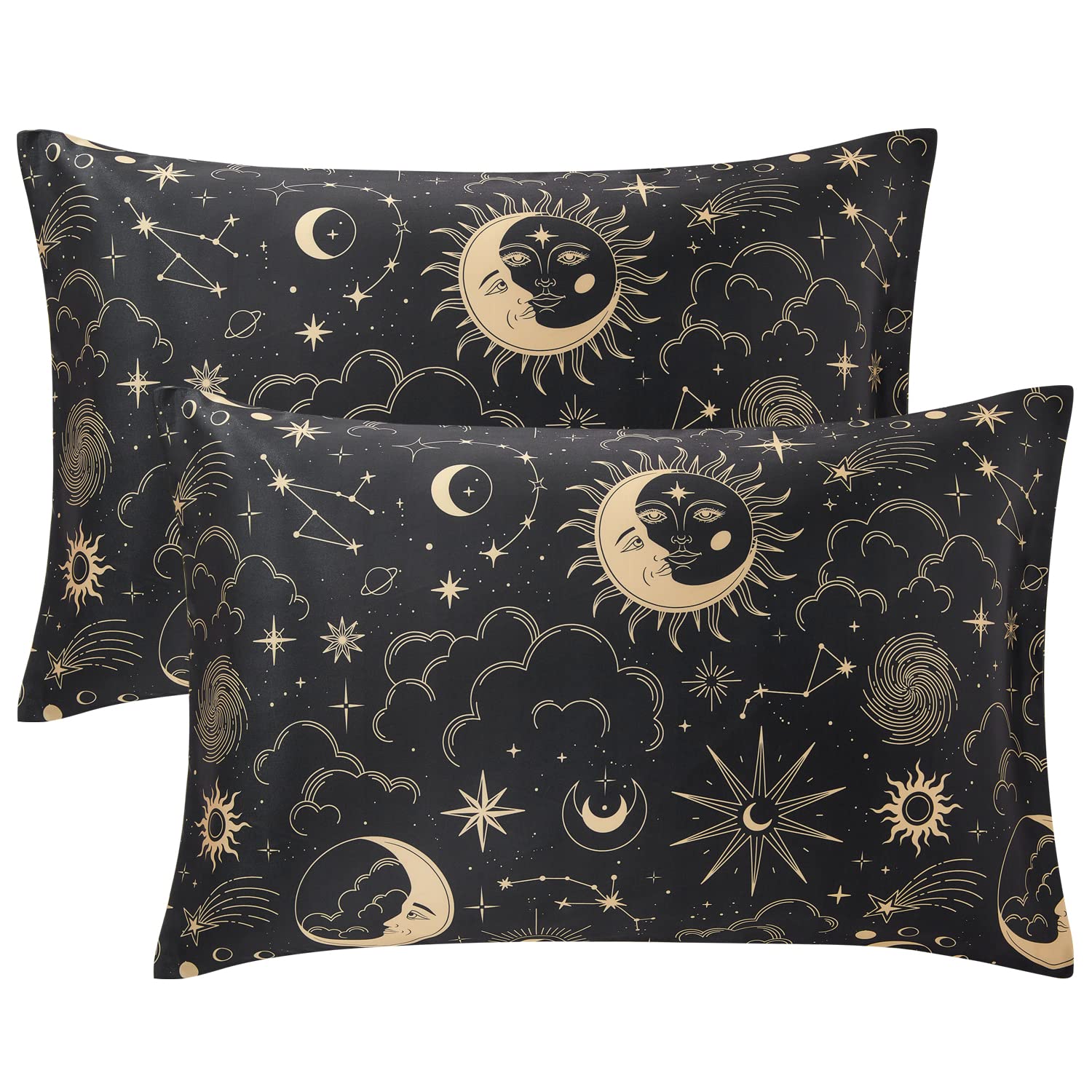 Funda De Almohada Exq Home Satin Para Hair/skin Queen, Paquete De 2, Color Negro - Venta Internacional.