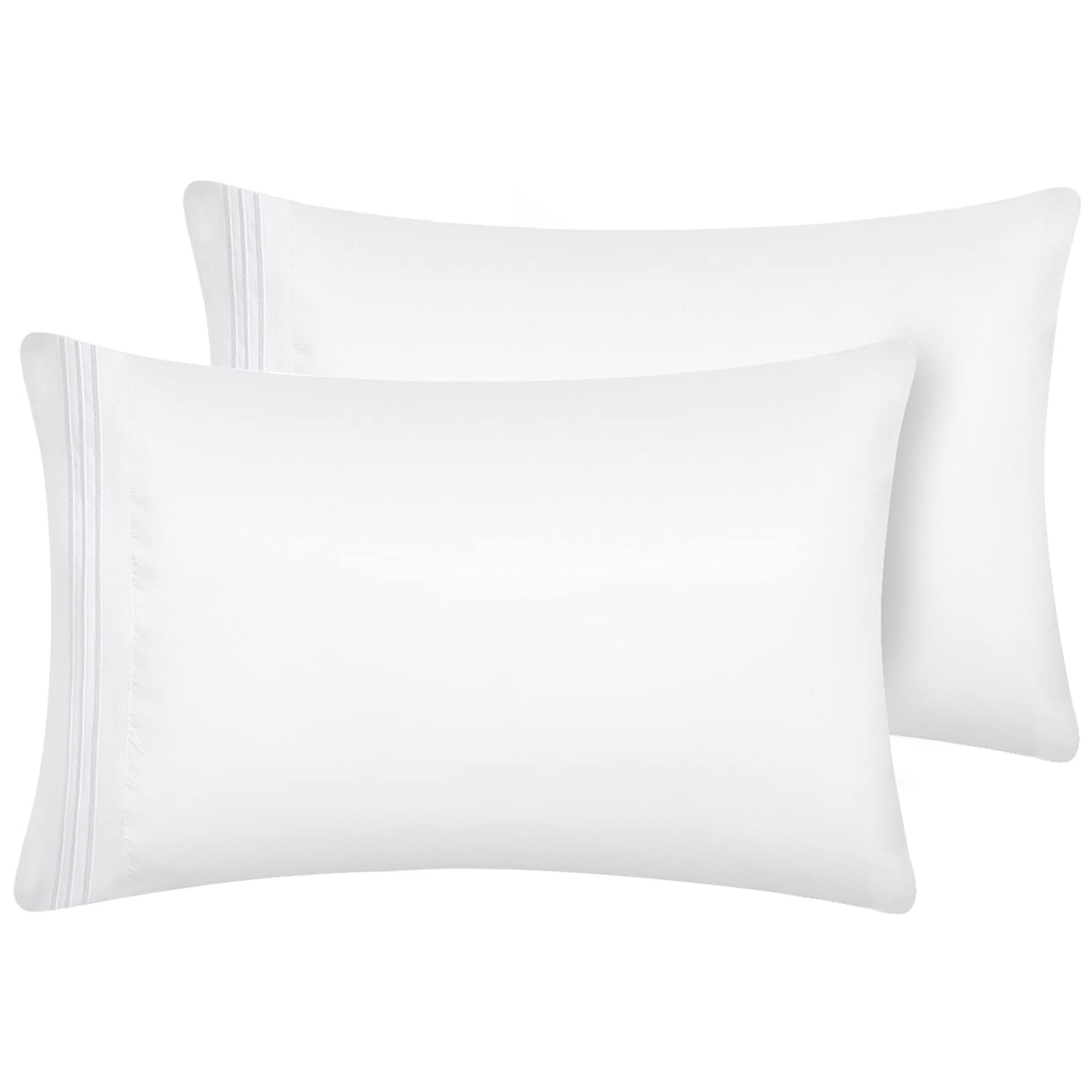 Fundas De Almohada Cozylux Serie 1800 De Microfibra Queen White 2 Pa - Venta Internacional.