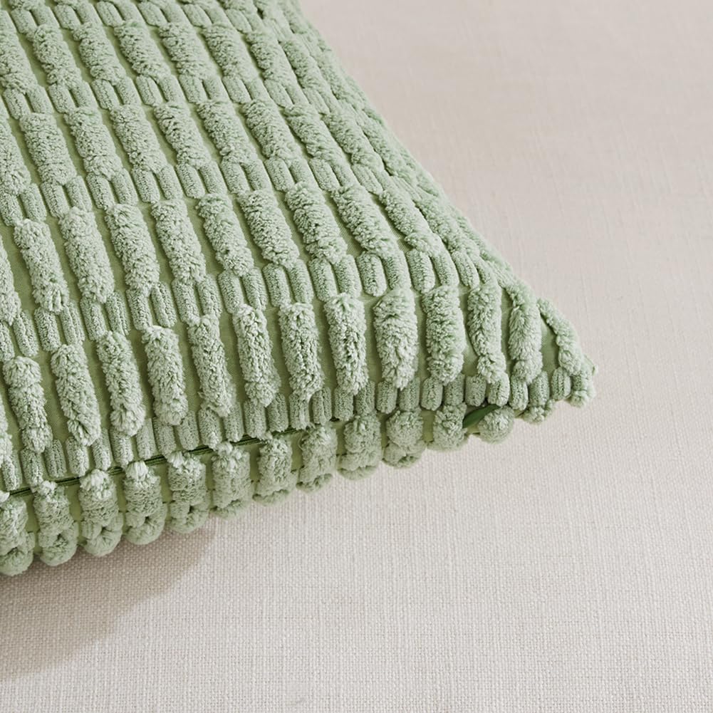Foto 5 pulgar | Fundas De Almohada Fancy Homi De Pana Verde Salvia, 45 X 45 Cm (paquete De 2) - Venta Internacional.