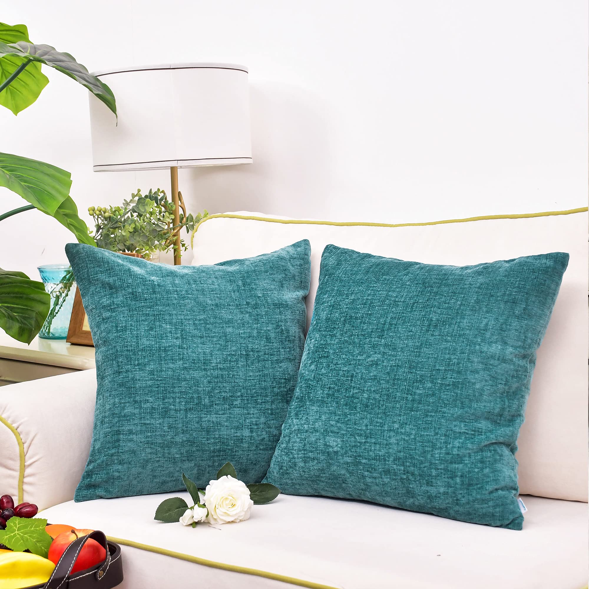 Foto 4 | Fundas De Cojín Calitime Cozy Chenille, 45 X 45 Cm, Color Verde Azulado, X2 - Venta Internacional.
