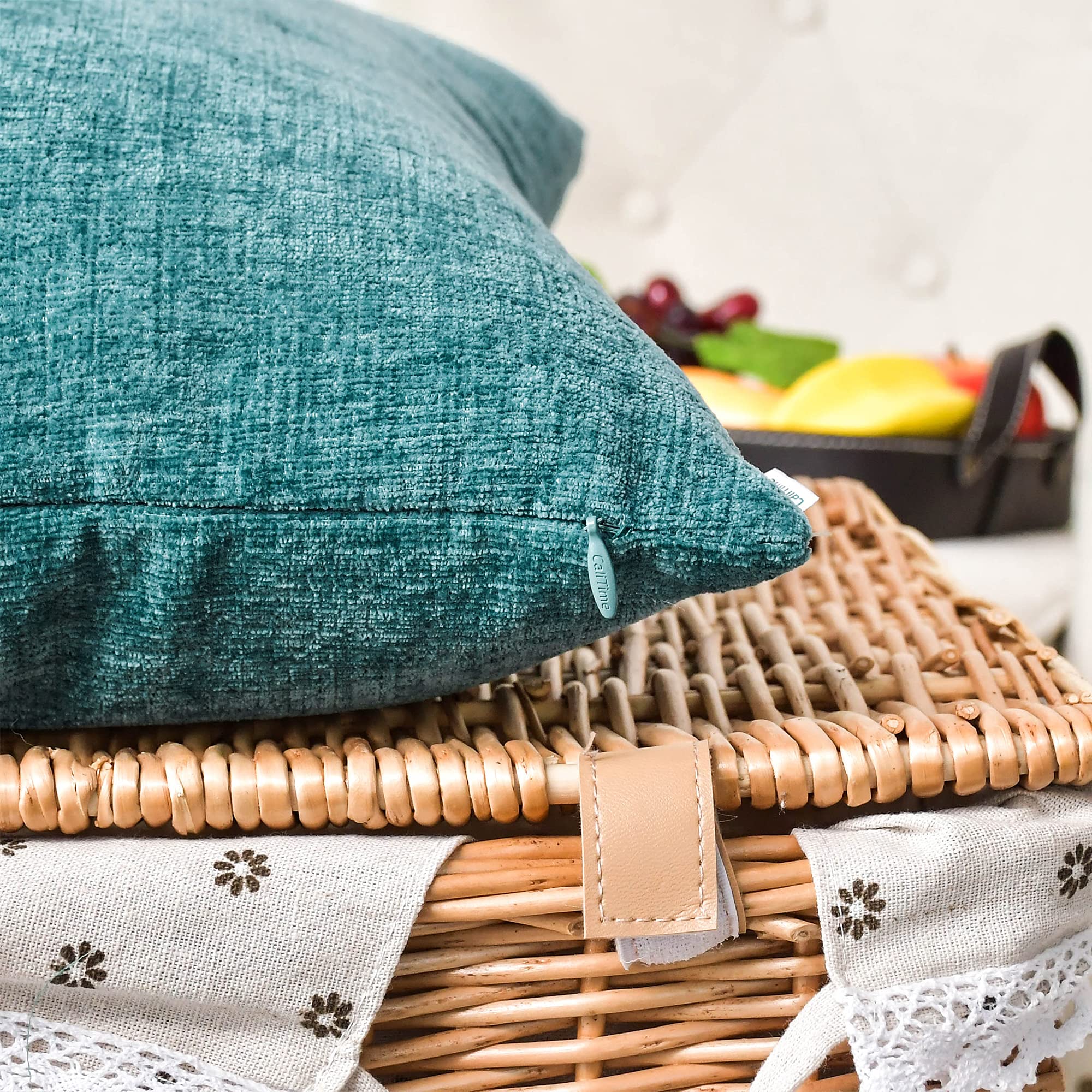 Foto 5 | Fundas De Cojín Calitime Cozy Chenille, 45 X 45 Cm, Color Verde Azulado, X2 - Venta Internacional.