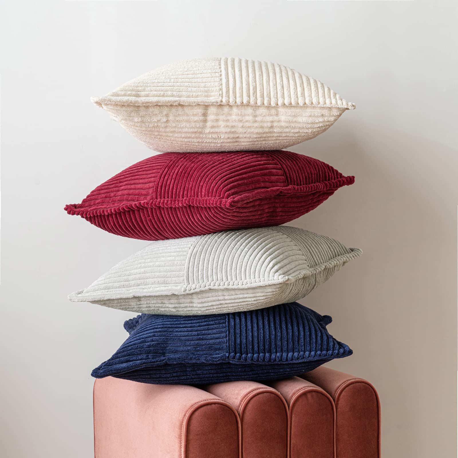 Foto 8 pulgar | Fundas De Almohada Miulee De Pana Supersuaves, Bohemio A Rayas, 45 X 45 Cm - Venta Internacional.