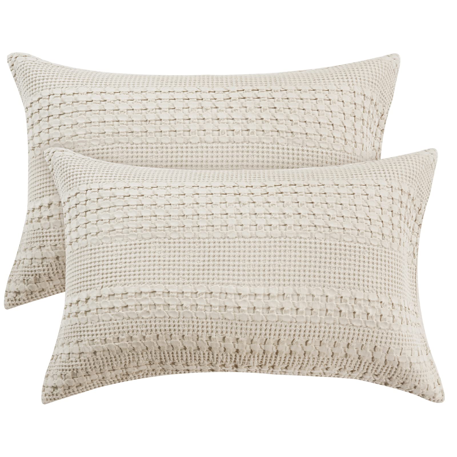 Fundas De Almohada Phf Waffle, 100% Algodón, Tamaño King, 2 Paquetes De Lino - Venta Internacional.