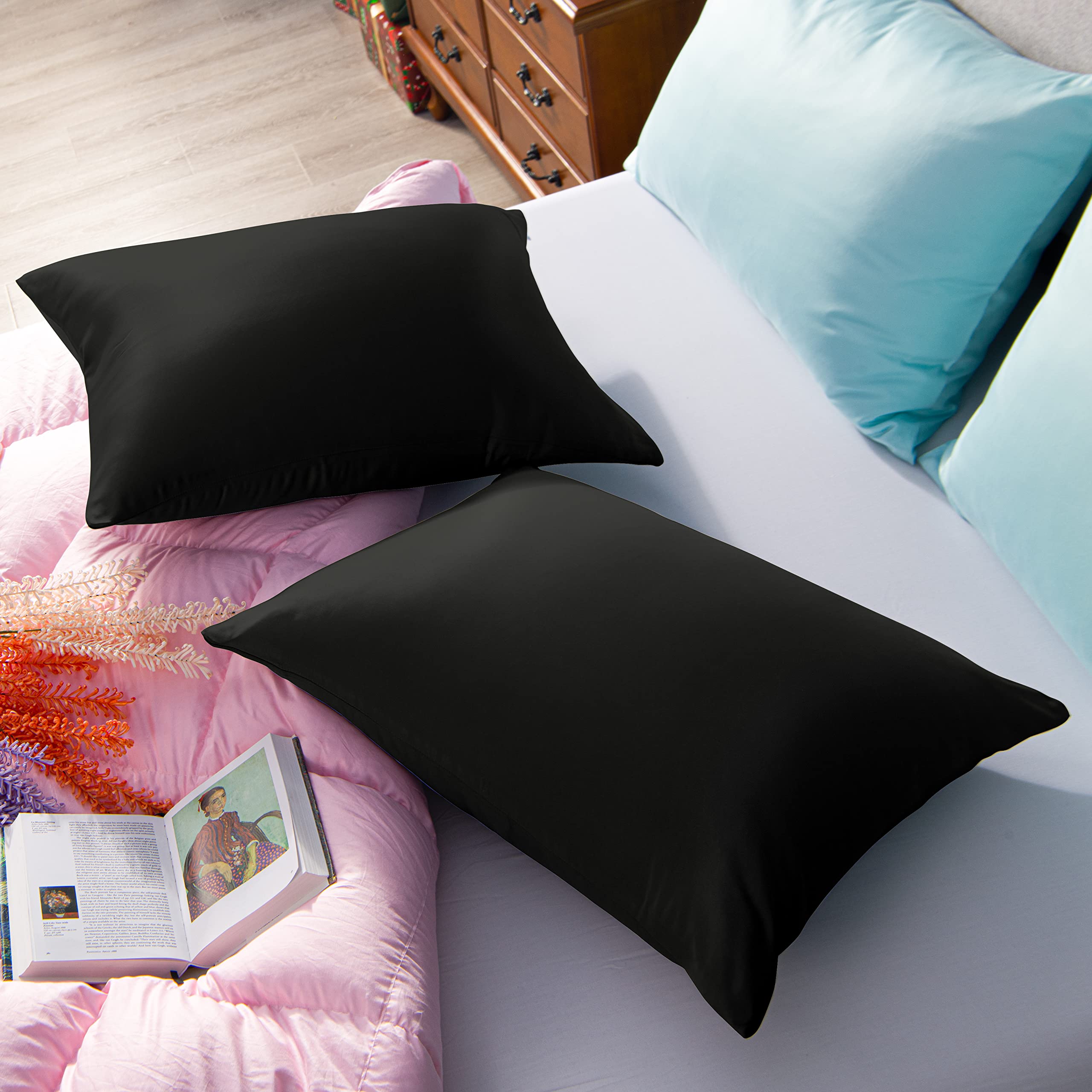 Foto 7 pulgar | Fundas De Almohada Ntbay De Satén Para Cabello Y Piel, Tamaño King, Color Negro - Venta Internacional.