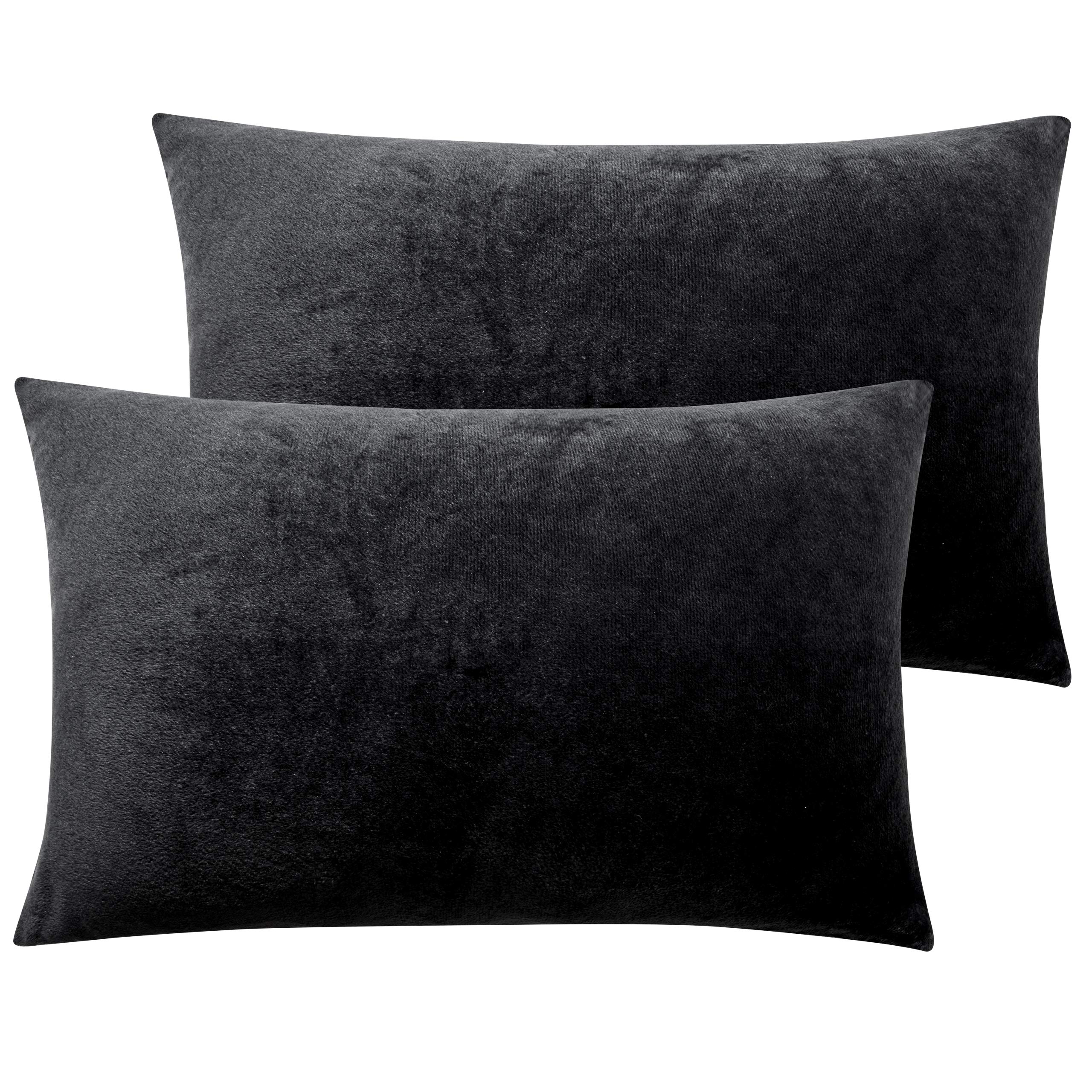 Foto 2 pulgar | Pack de 2 Fundas de Cojín NTBAY de Terciopelo Negro 30 x 50 cm - Venta Internacional