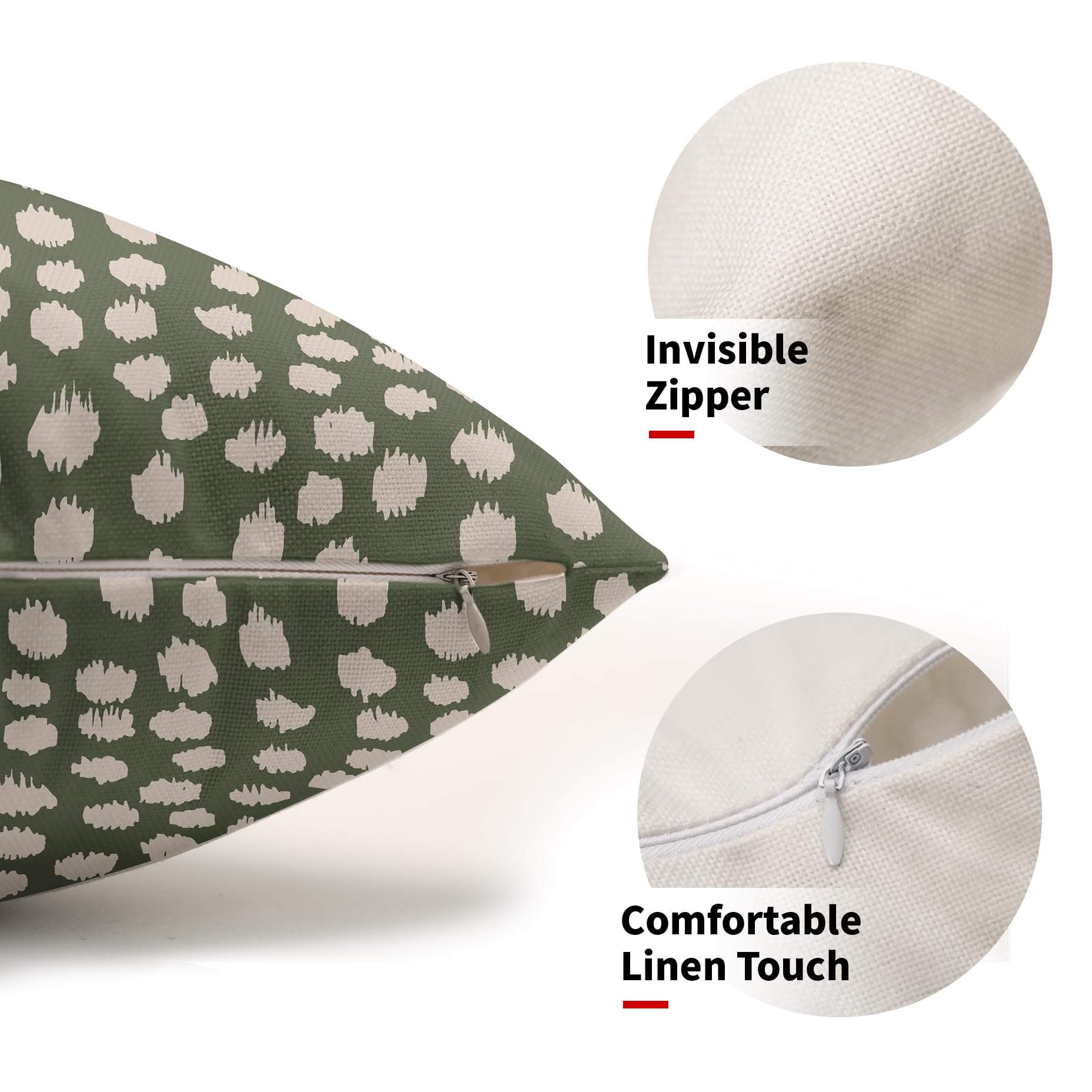 Foto 4 pulgar | Fundas de Almohada Sweetshow Verde Salvia Oscuro con Lunares Juego de 2 30 x 50 cm - Venta Internacional