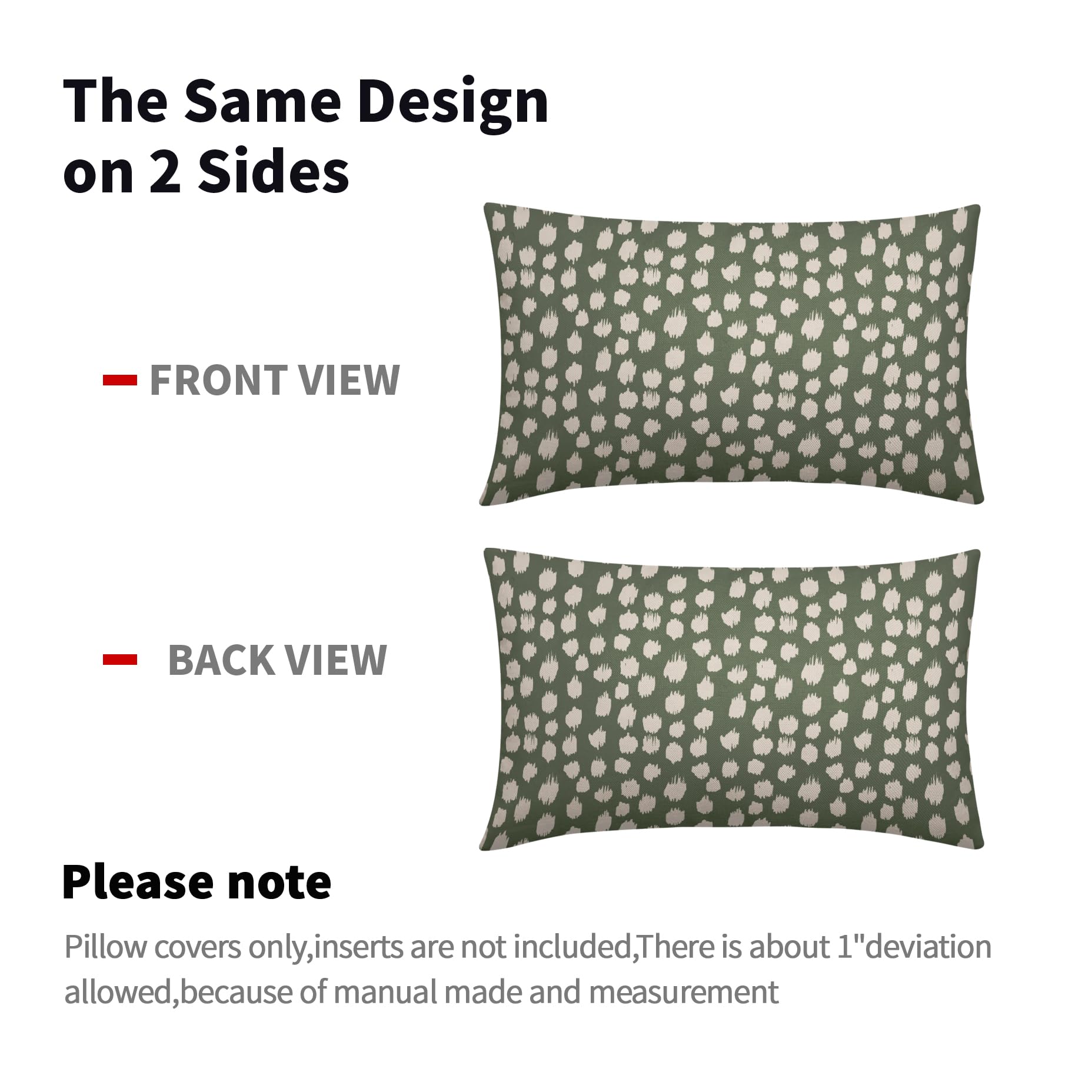 Foto 6 pulgar | Fundas de Almohada Sweetshow Verde Salvia Oscuro con Lunares Juego de 2 30 x 50 cm - Venta Internacional