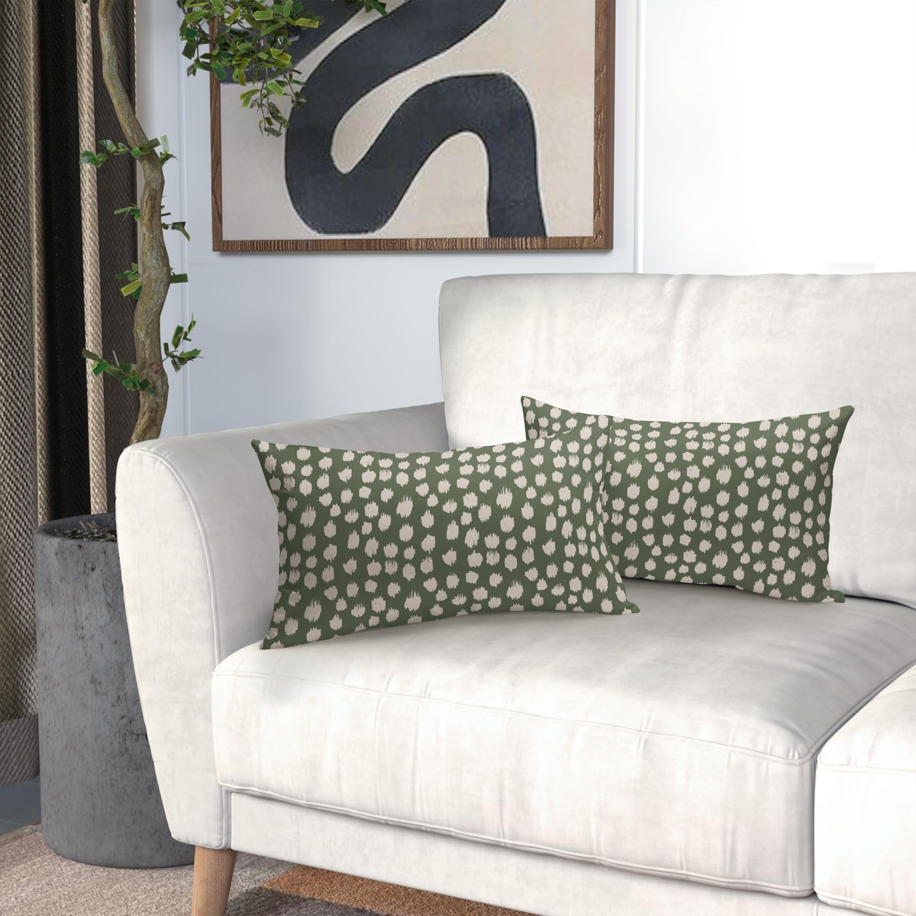 Foto 7 pulgar | Fundas de Almohada Sweetshow Verde Salvia Oscuro con Lunares Juego de 2 30 x 50 cm - Venta Internacional