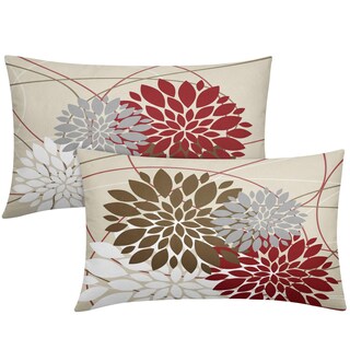 Foto 1 | Fundas de Almohada Sweetshow de Lino con Diseño Floral Marrón y Rojo Juego de 2 - Venta Internacional