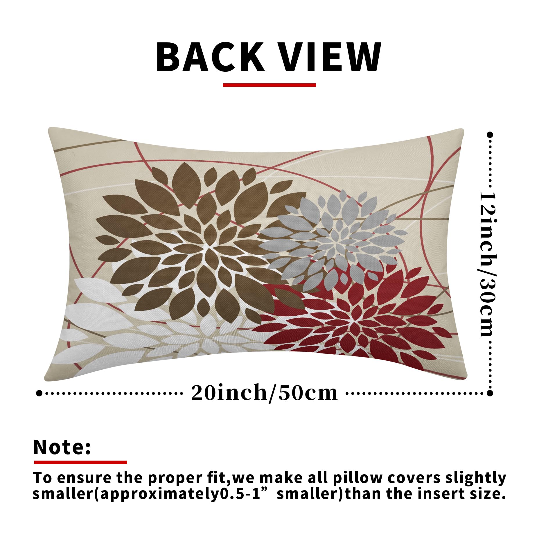 Foto 5 pulgar | Fundas de Almohada Sweetshow de Lino con Diseño Floral Marrón y Rojo Juego de 2 - Venta Internacional