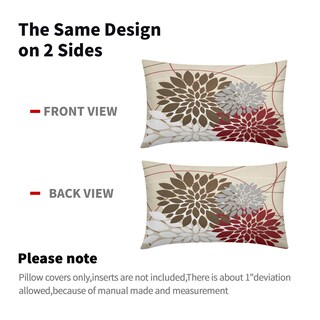Foto 5 | Fundas de Almohada Sweetshow de Lino con Diseño Floral Marrón y Rojo Juego de 2 - Venta Internacional