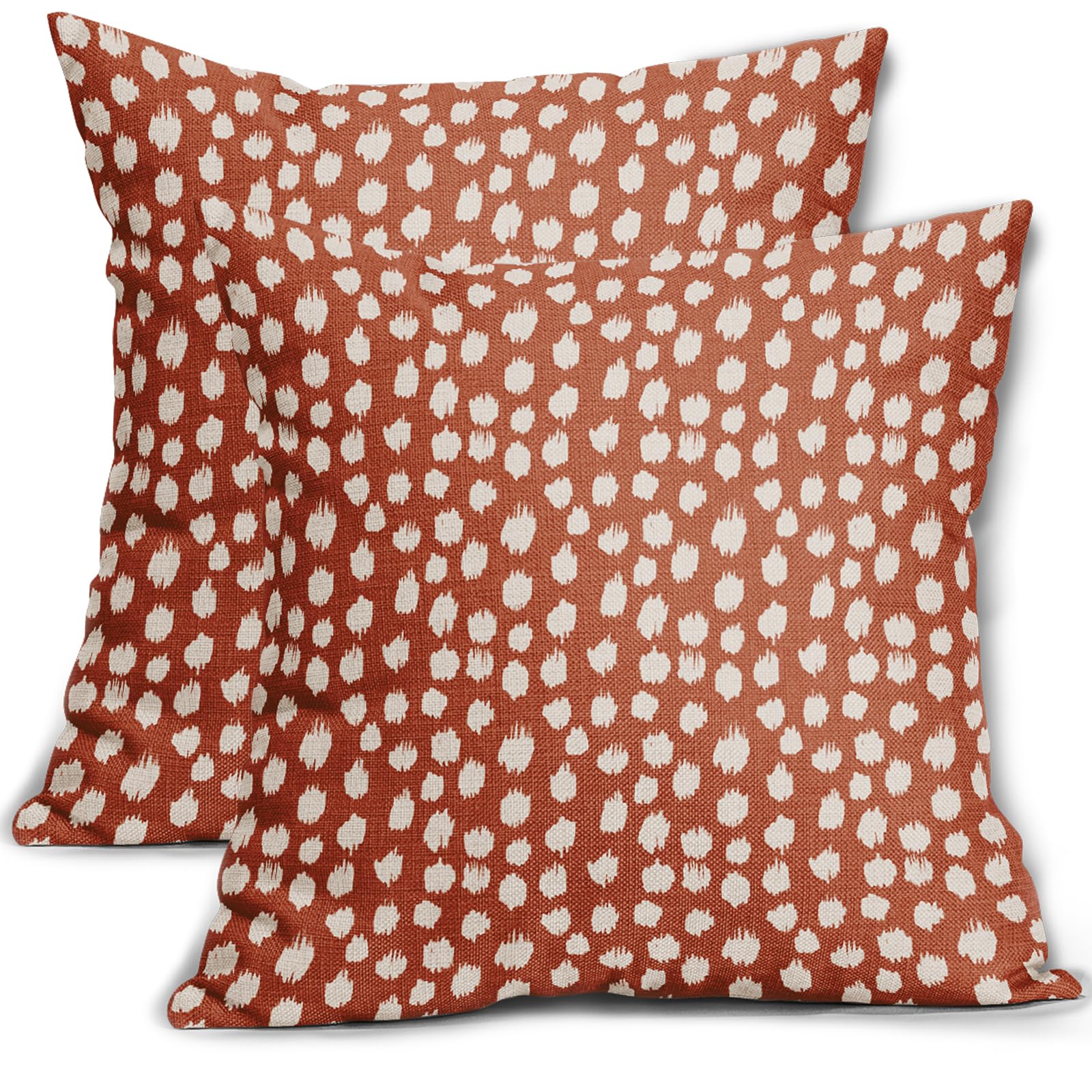 Foto 2 pulgar | Fundas de Almohada Sweetshow con Lunares Naranja Quemado y Crema de 40 cm Juego de 2 - Venta Internacional