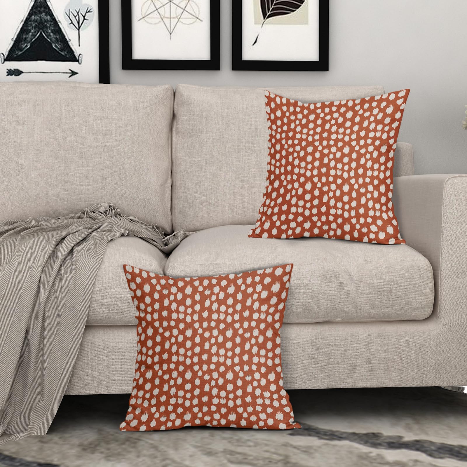 Foto 4 pulgar | Fundas de Almohada Sweetshow con Lunares Naranja Quemado y Crema de 40 cm Juego de 2 - Venta Internacional