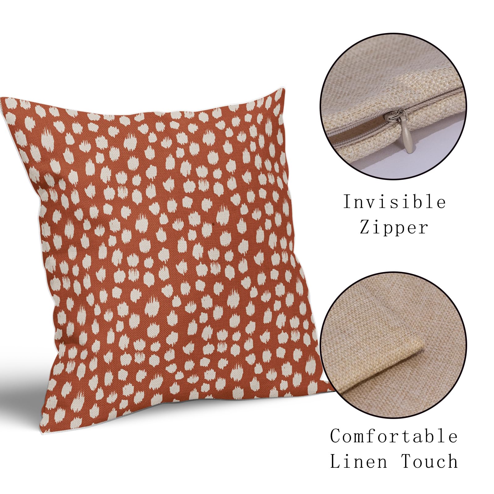 Foto 5 pulgar | Fundas de Almohada Sweetshow con Lunares Naranja Quemado y Crema de 40 cm Juego de 2 - Venta Internacional