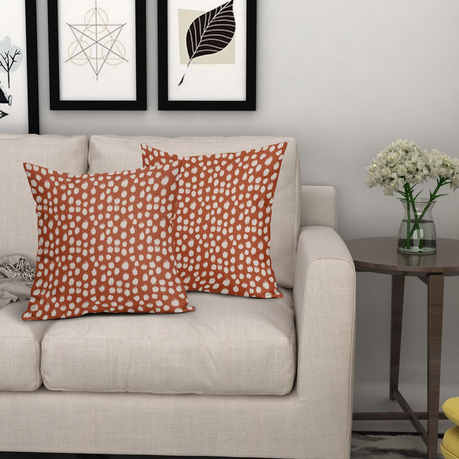 Foto 8 pulgar | Fundas de Almohada Sweetshow con Lunares Naranja Quemado y Crema de 40 cm Juego de 2 - Venta Internacional