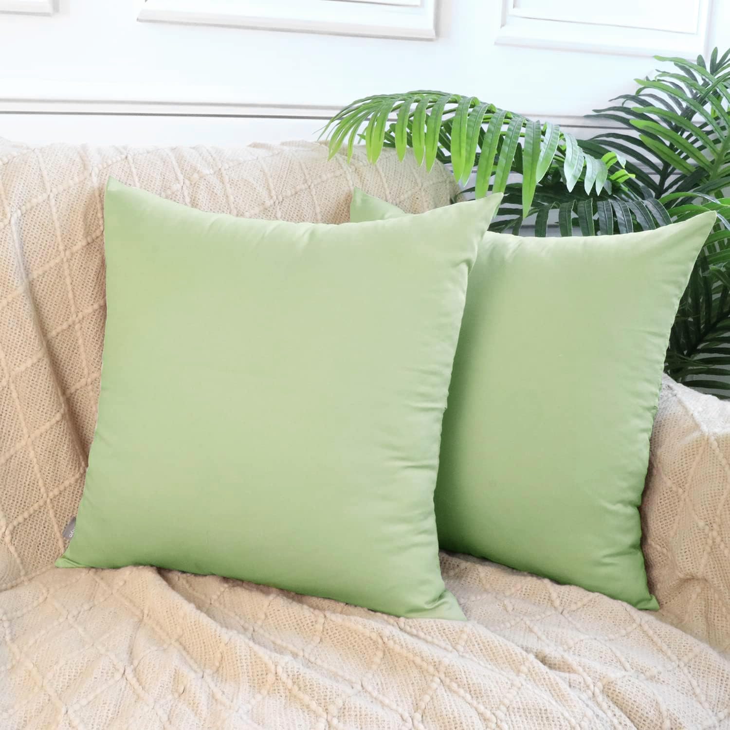 Foto 2 | Funda de Cojín Thmyo 100% Algodón 40 X 40 Cm color Verde Guisante Claro - Venta Internacional