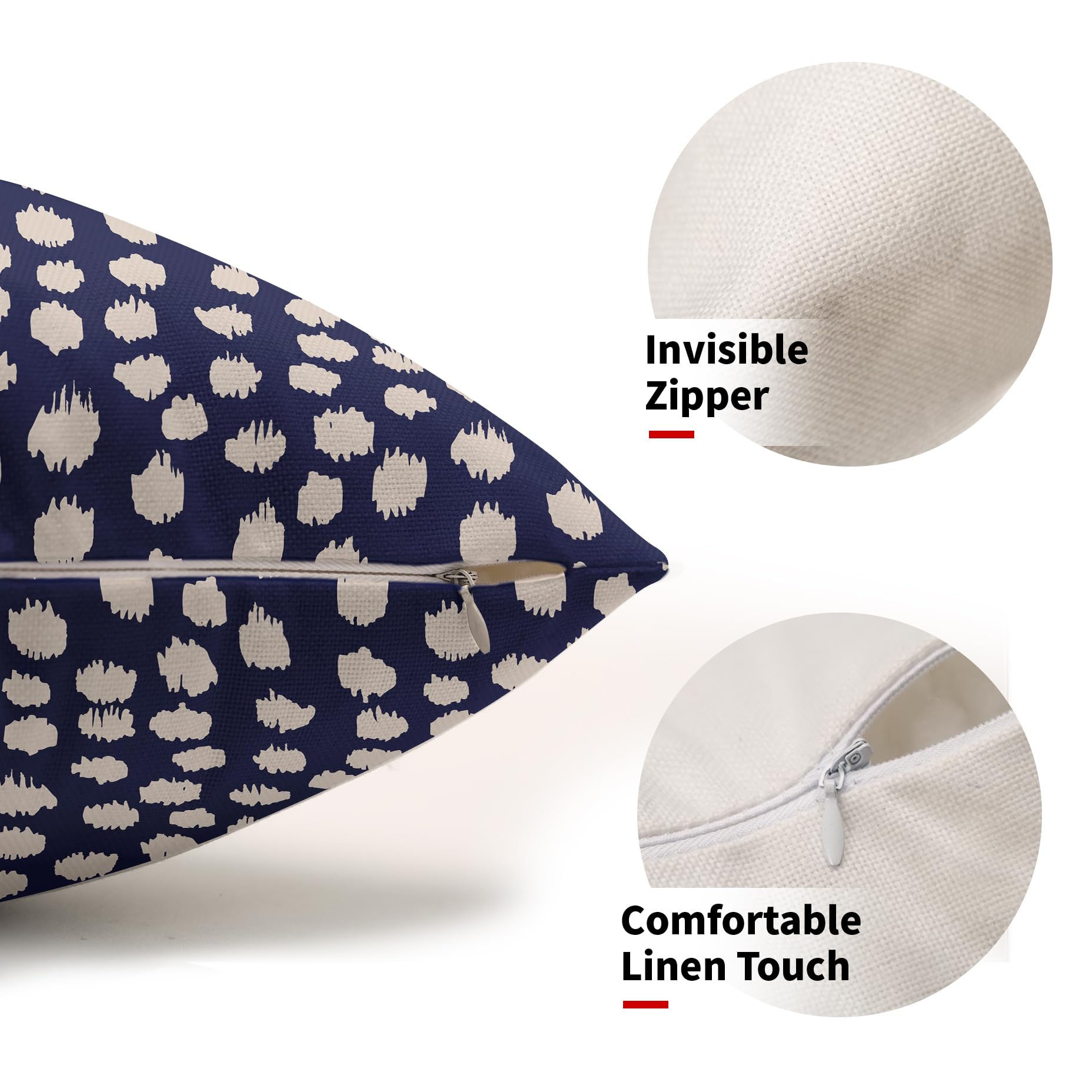 Foto 4 pulgar | Fundas de Almohada Sweetshow con Lunares color Azul Marino y Crema 30 X 50 Cm Juego de 2 - Venta Internacional