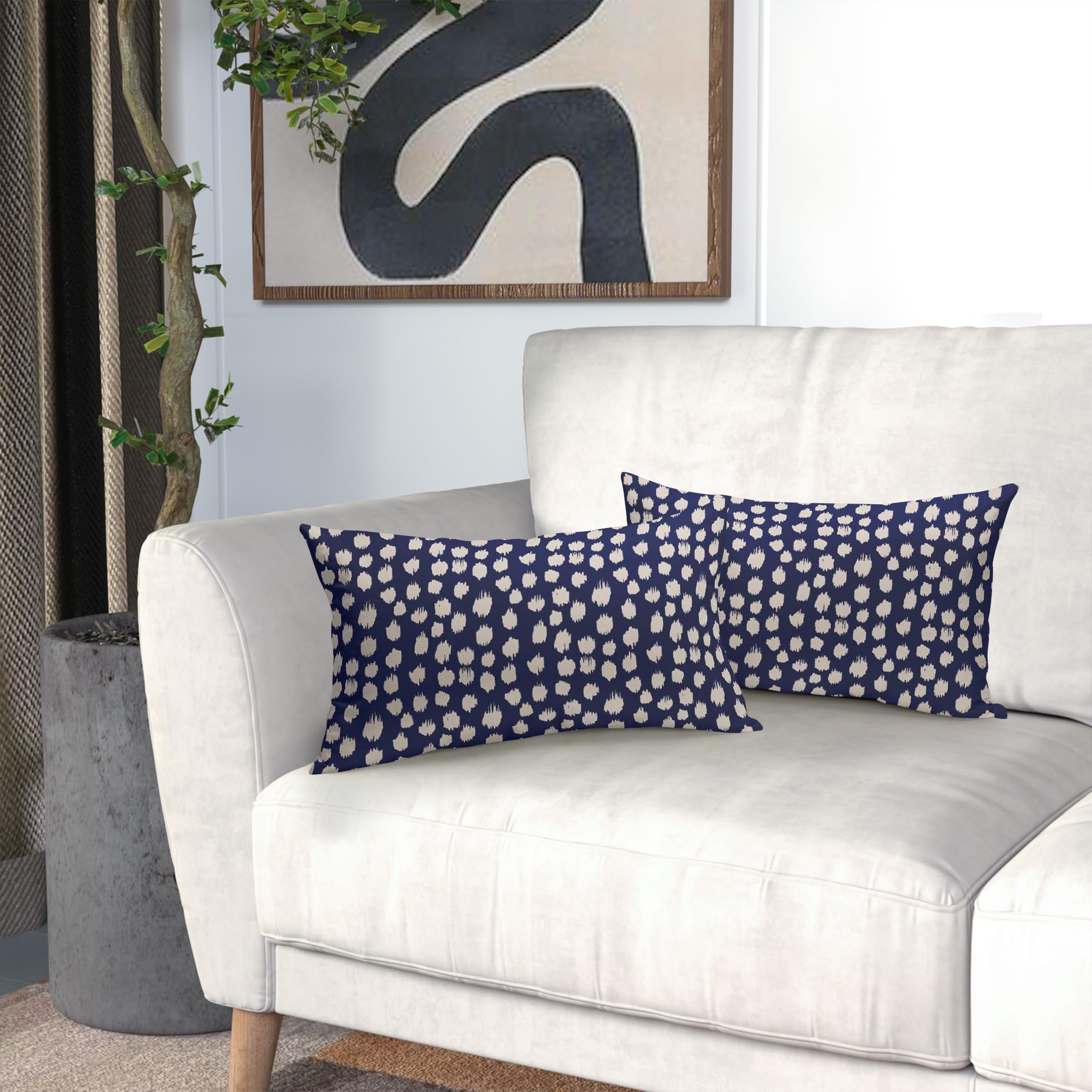 Foto 7 pulgar | Fundas de Almohada Sweetshow con Lunares color Azul Marino y Crema 30 X 50 Cm Juego de 2 - Venta Internacional