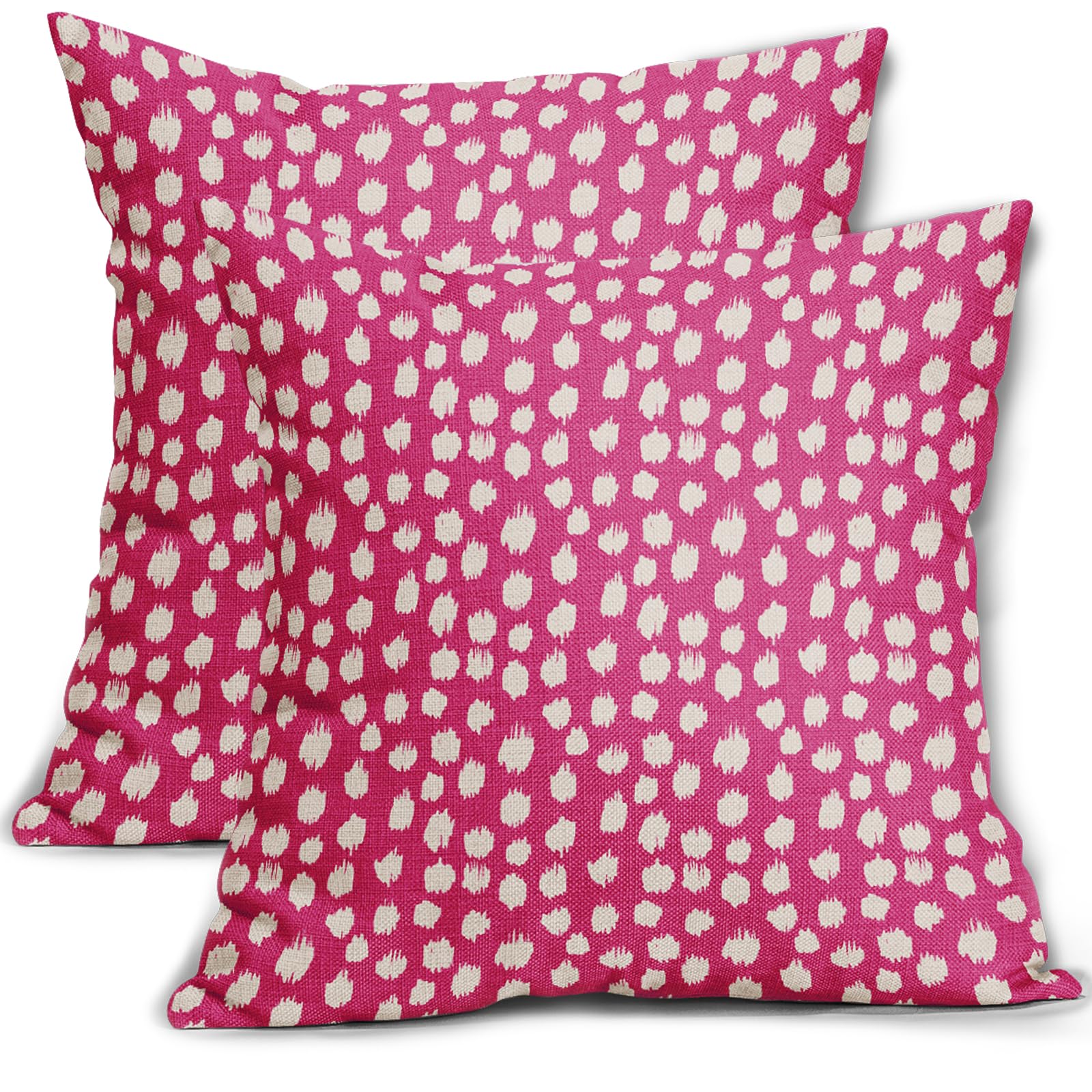 Fundas De Almohada Sweetshow Con Lunares Color Rosa Intenso, 50 X 50 Cm, Juego De 2 - Venta Internacional.