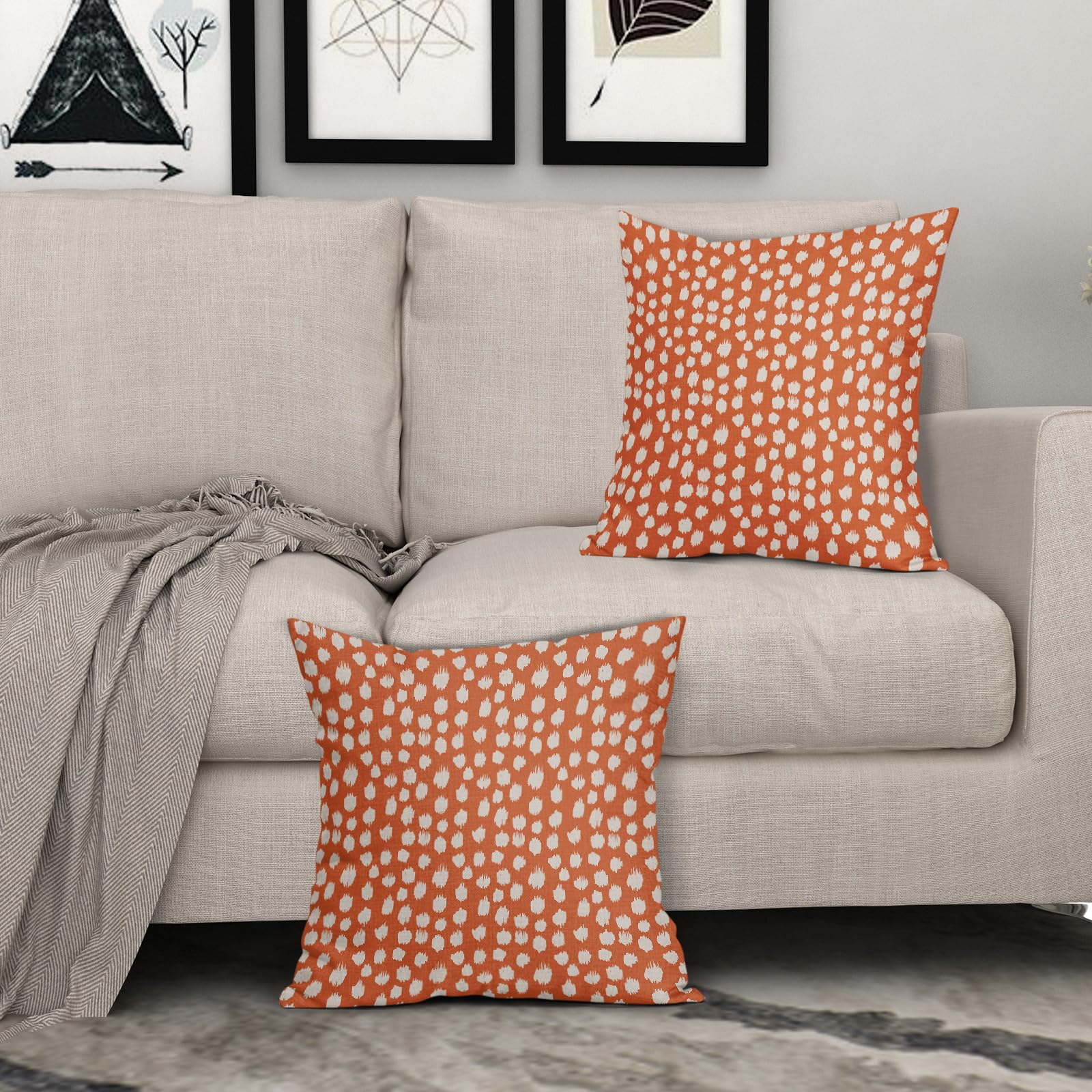 Foto 4 pulgar | Fundas de Almohada Sweetshow con Lunares Anaranjados Juego de 2 - Venta Internacional
