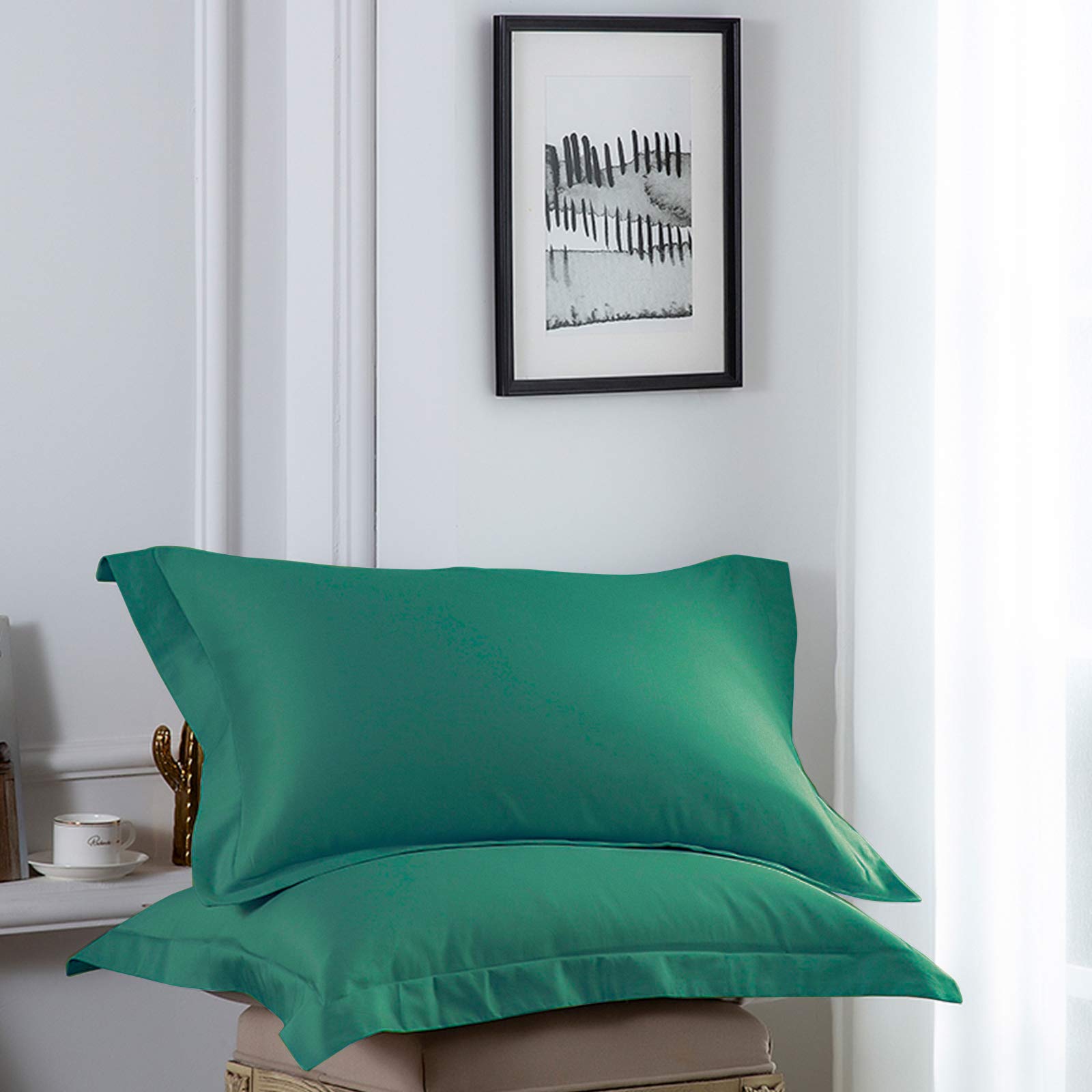 Foto 5 pulgar | Fundas de Almohada Ntbay Queen 2 Piezas Verde Oscuro - Venta Internacional