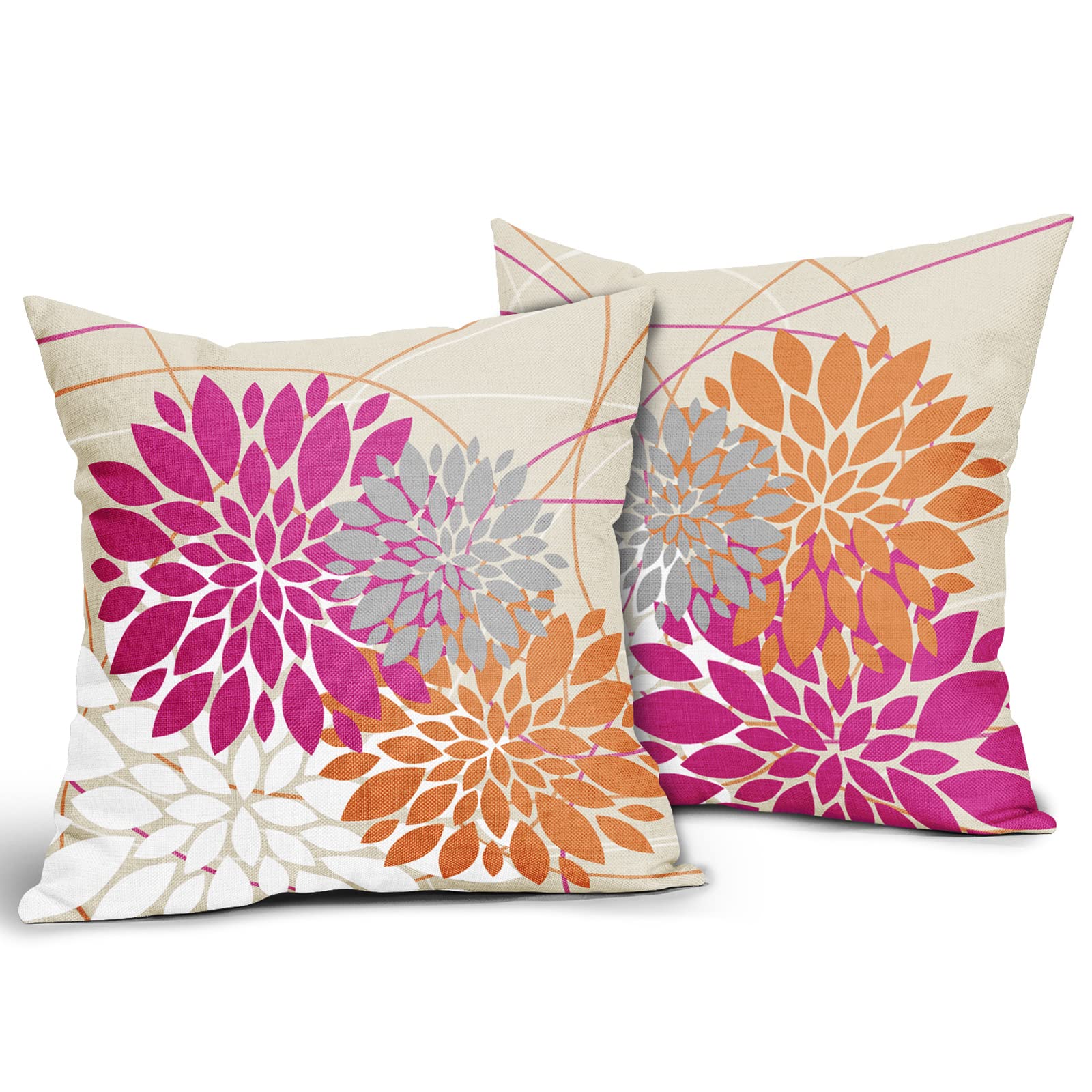 Foto 3 pulgar | Juego de 2 Fundas de Cojín Sweetshow de Lino Rosa y Naranja 45 x 45 cm - Venta Internacional
