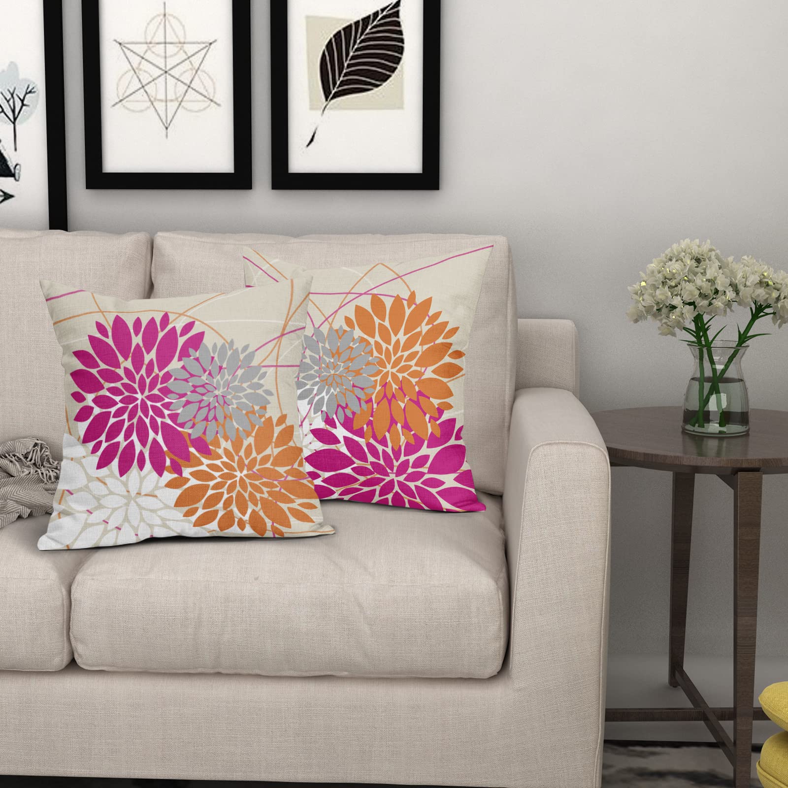 Foto 7 pulgar | Juego de 2 Fundas de Cojín Sweetshow de Lino Rosa y Naranja 45 x 45 cm - Venta Internacional