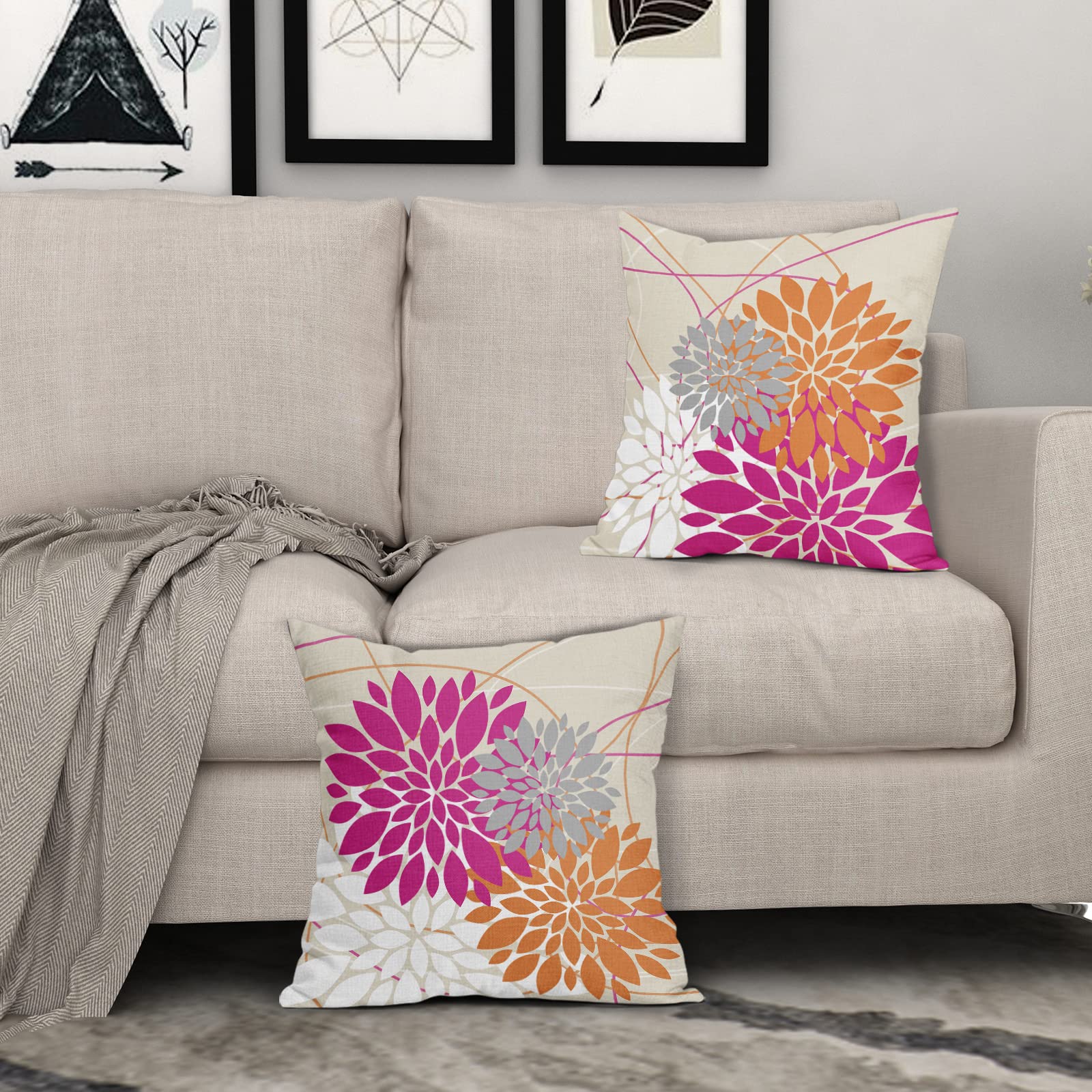 Foto 8 pulgar | Juego de 2 Fundas de Cojín Sweetshow de Lino Rosa y Naranja 45 x 45 cm - Venta Internacional