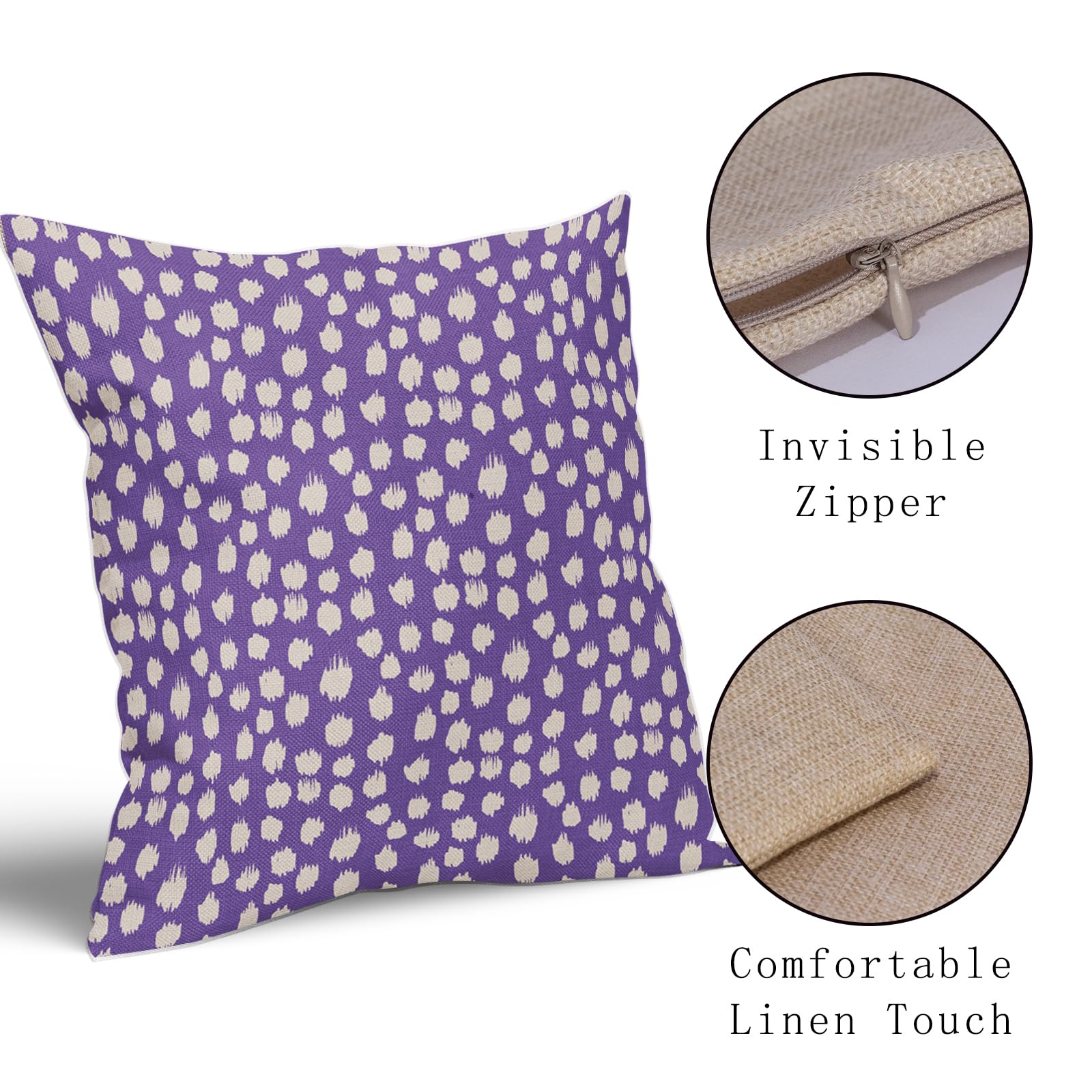 Foto 5 pulgar | Fundas de Almohada Sweetshow con Lunares Morados y Crema 50 X 50 cm Juego de 2 - Venta Internacional