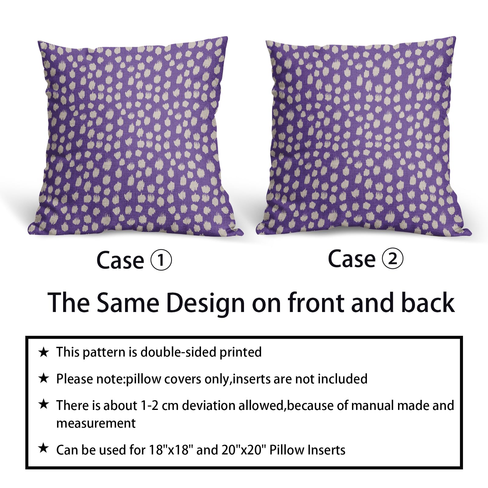 Foto 7 pulgar | Fundas de Almohada Sweetshow con Lunares Morados y Crema 50 X 50 cm Juego de 2 - Venta Internacional