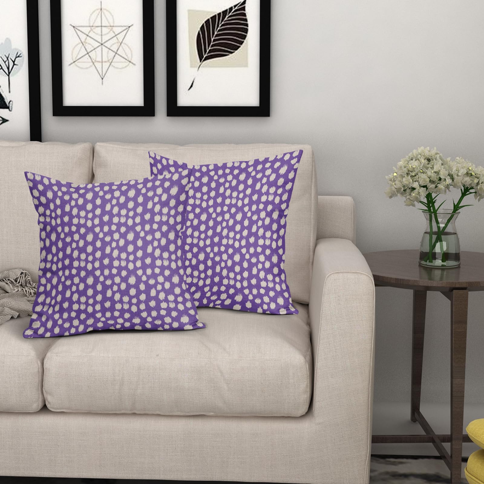 Foto 8 pulgar | Fundas de Almohada Sweetshow con Lunares Morados y Crema 50 X 50 cm Juego de 2 - Venta Internacional