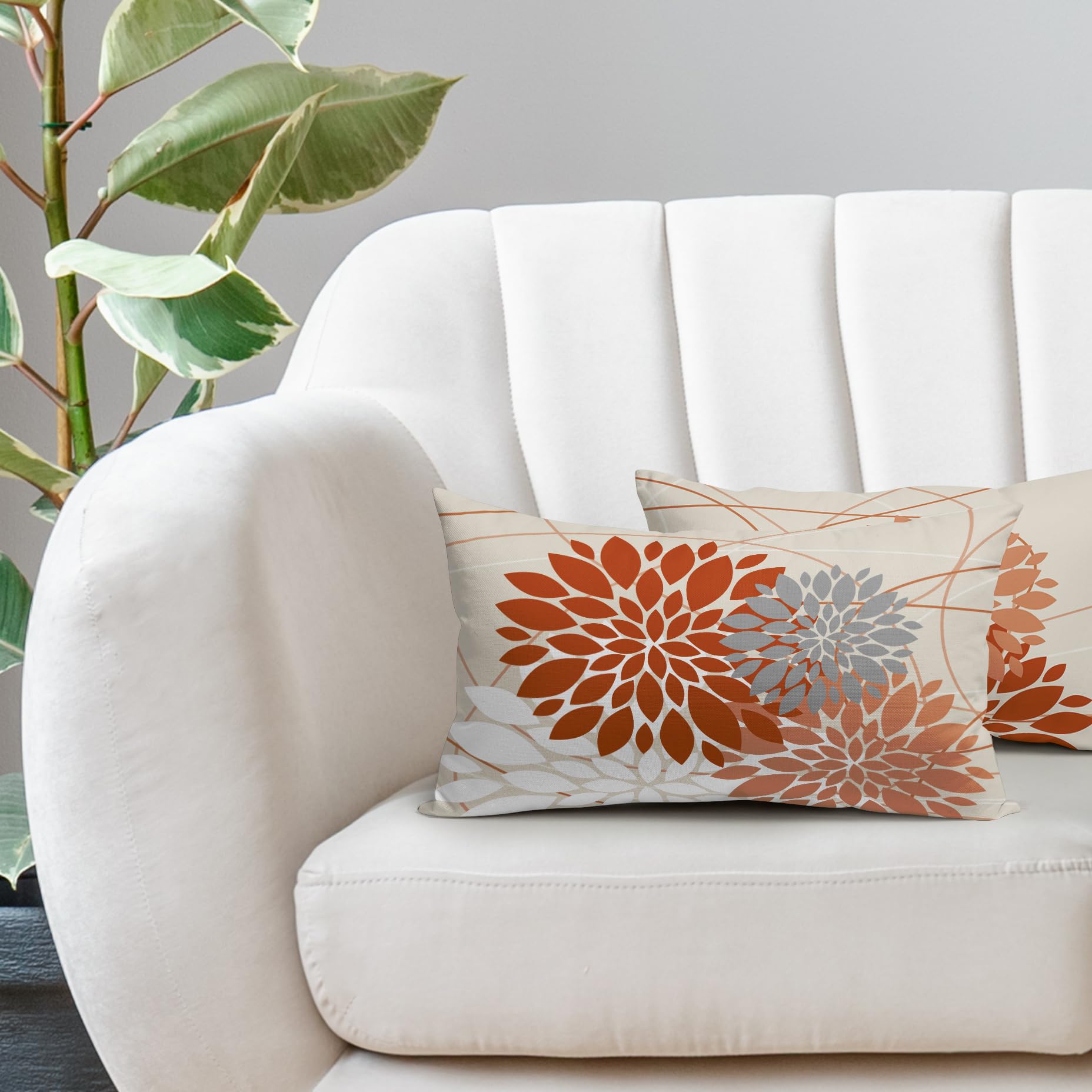 Foto 3 pulgar | Juego de 2 Fundas de Almohada Sweetshow Orange Dahlia Floral Lino de 30 X 50 cm - Venta Internacional