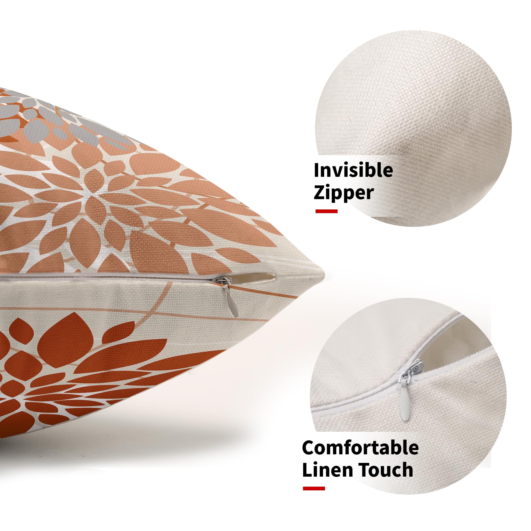 Foto 4 pulgar | Juego de 2 Fundas de Almohada Sweetshow Orange Dahlia Floral Lino de 30 X 50 cm - Venta Internacional