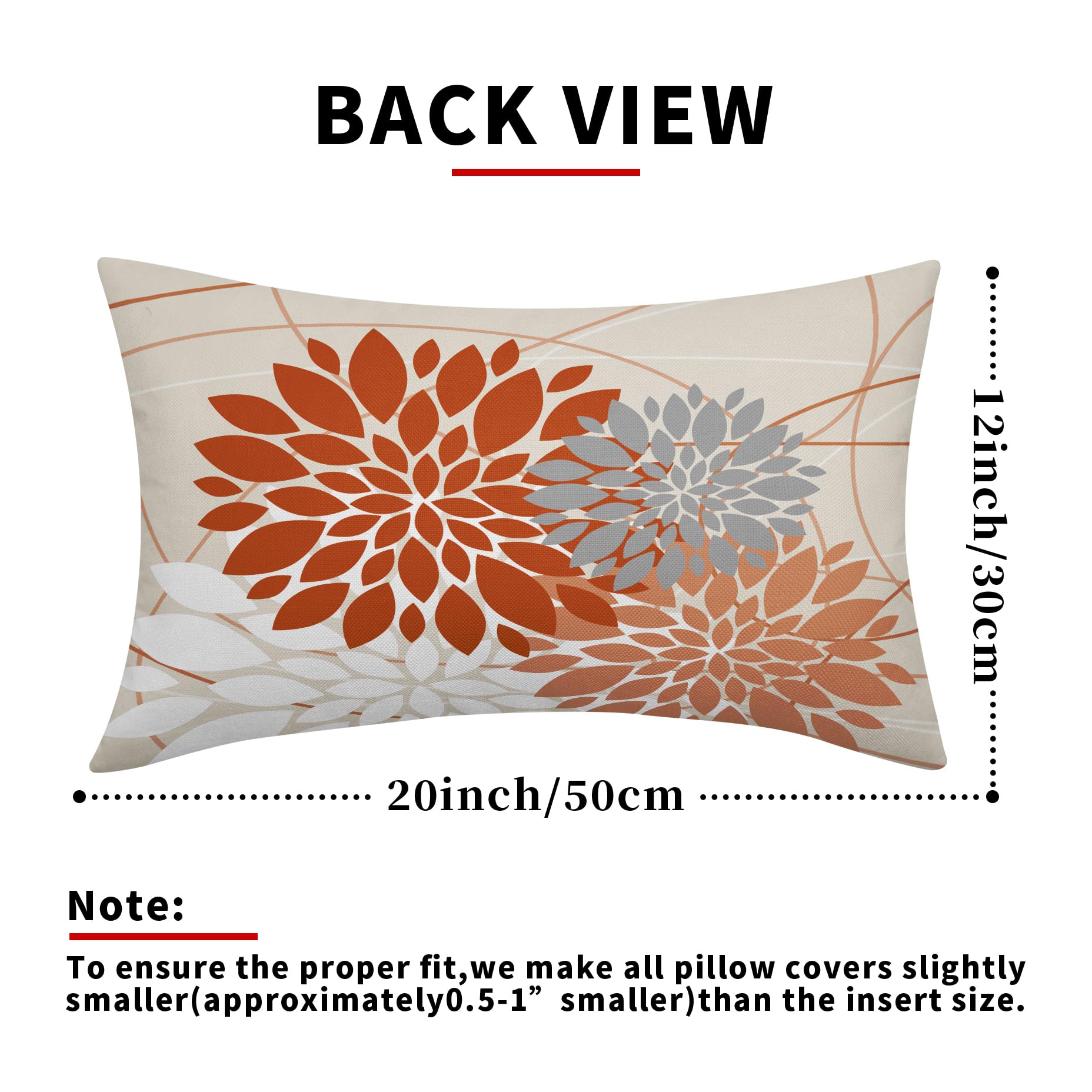 Foto 5 pulgar | Juego de 2 Fundas de Almohada Sweetshow Orange Dahlia Floral Lino de 30 X 50 cm - Venta Internacional