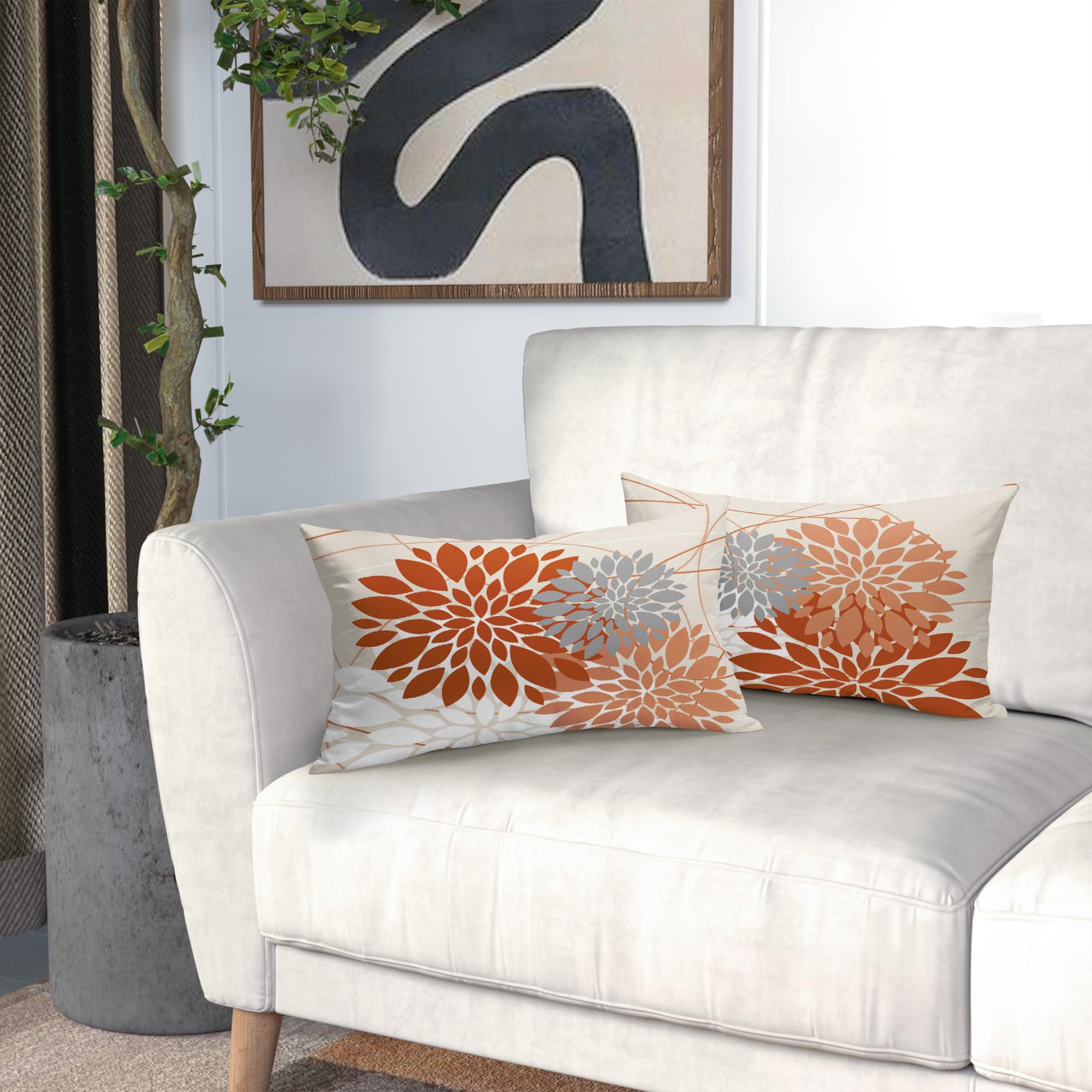Foto 7 pulgar | Juego de 2 Fundas de Almohada Sweetshow Orange Dahlia Floral Lino de 30 X 50 cm - Venta Internacional