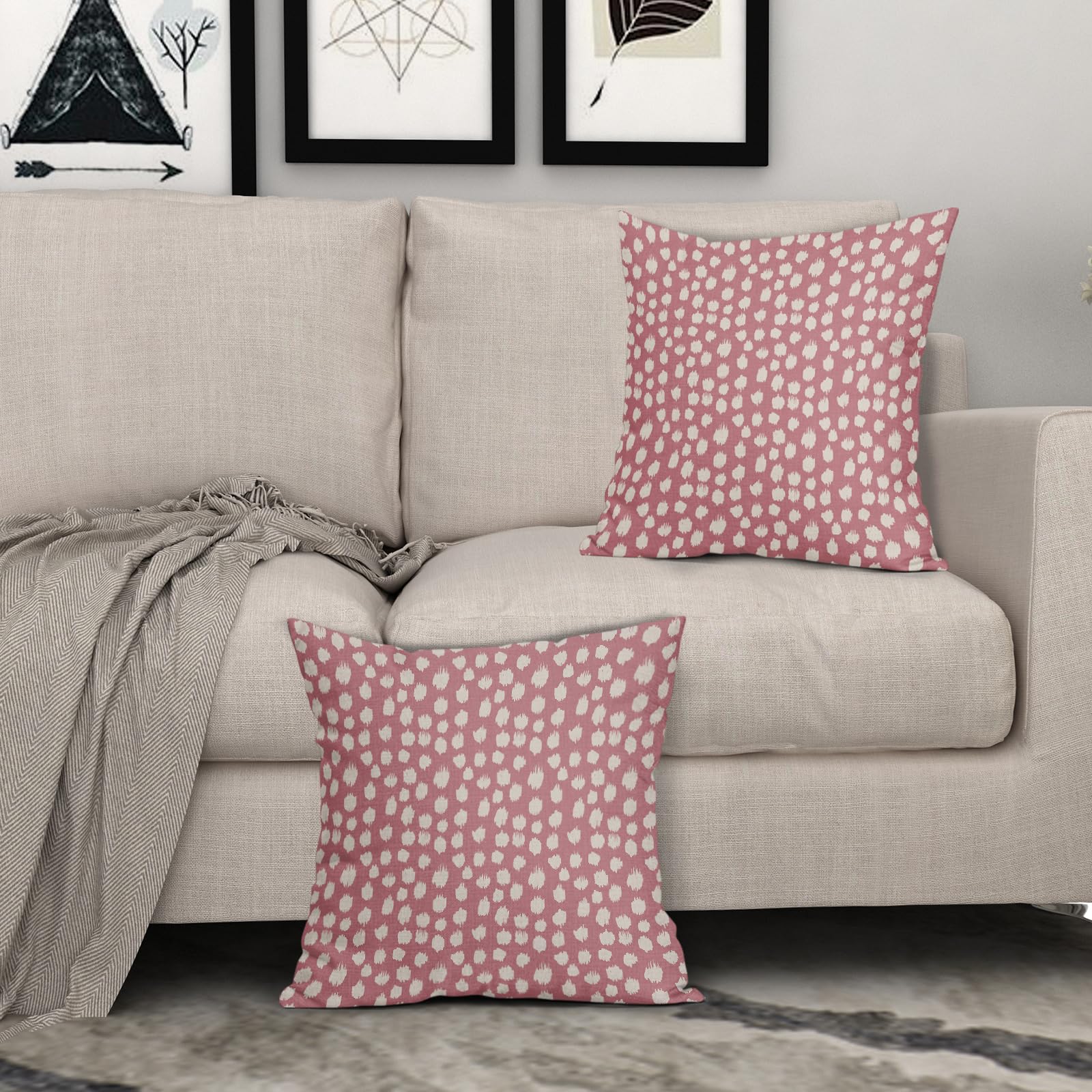 Foto 4 pulgar | Fundas de Almohada Sweetshow con Lunares Rosas Y Crema 45 X 45 Cm Juego De 2 - Venta Internacional