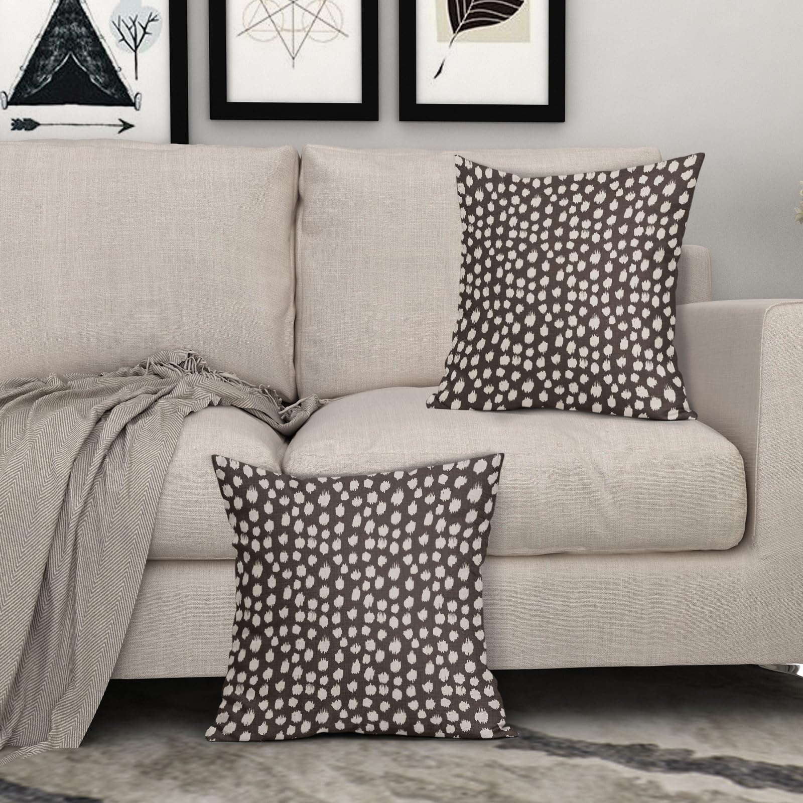 Foto 4 pulgar | Fundas de Almohada Sweetshow con Lunares color Marrón Oscuro 40 X 40 cm - Venta Internacional