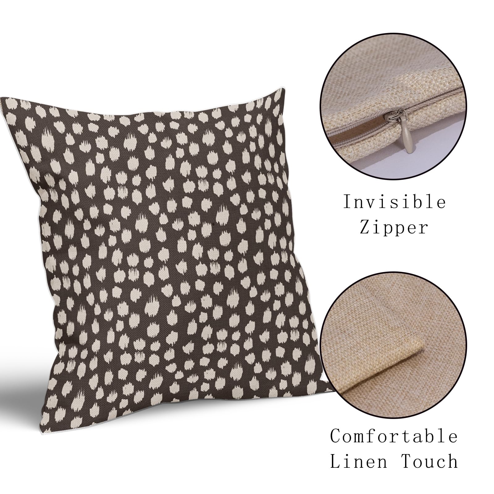 Foto 5 pulgar | Fundas de Almohada Sweetshow con Lunares color Marrón Oscuro 40 X 40 cm - Venta Internacional