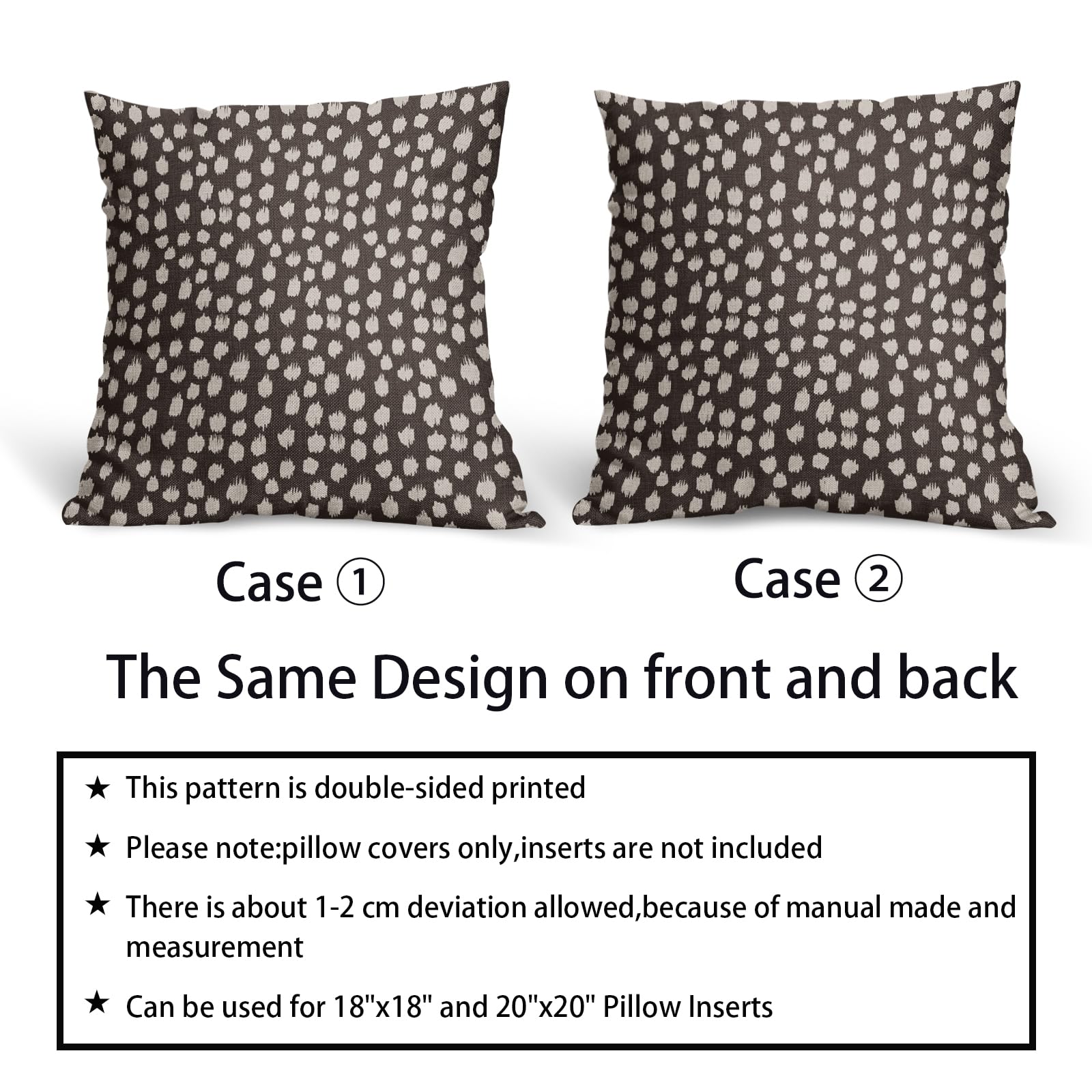 Foto 7 pulgar | Fundas de Almohada Sweetshow con Lunares color Marrón Oscuro 40 X 40 cm - Venta Internacional