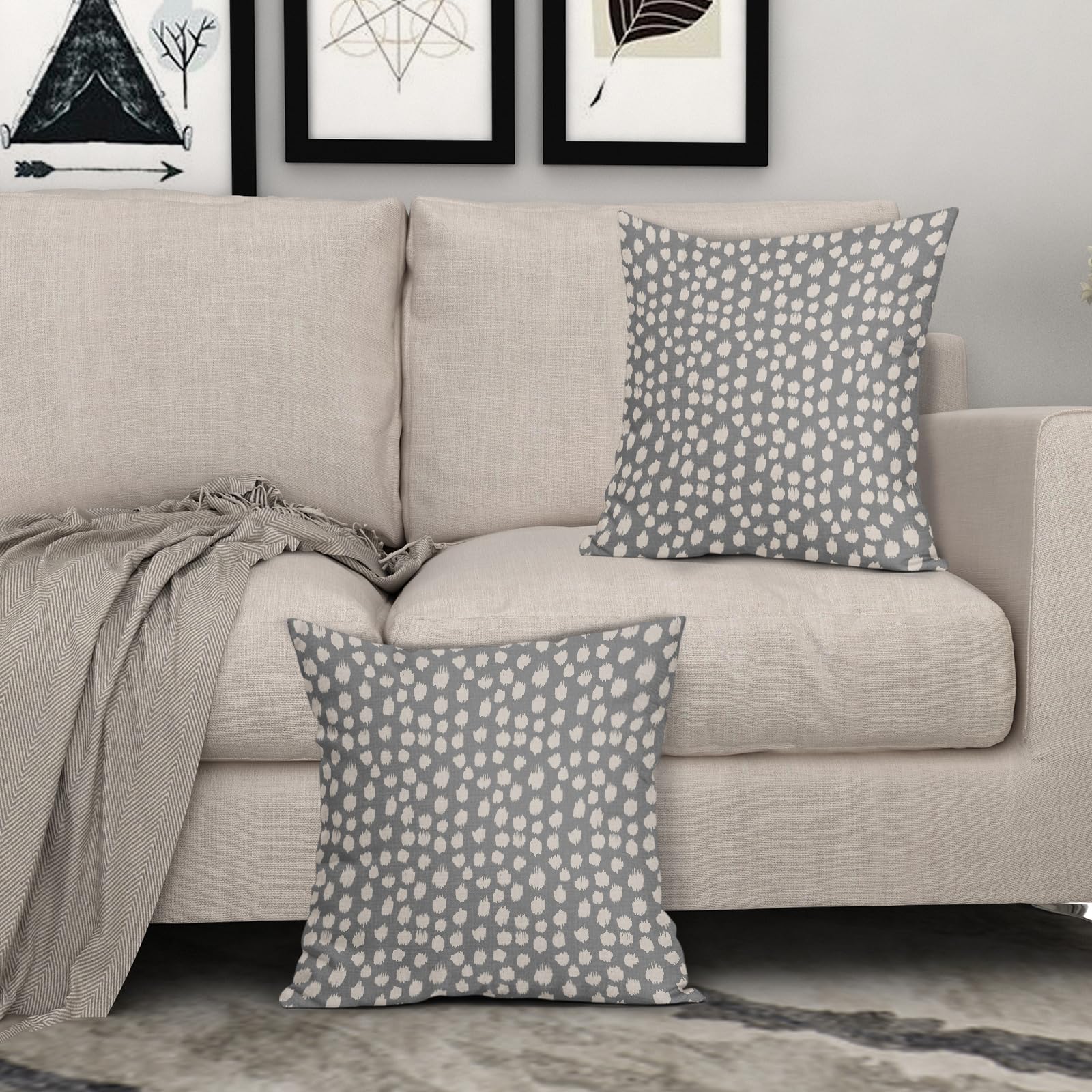 Foto 4 pulgar | Fundas de Almohada Sweetshow con Lunares Grises 45 X 45 cm - Venta Internacional