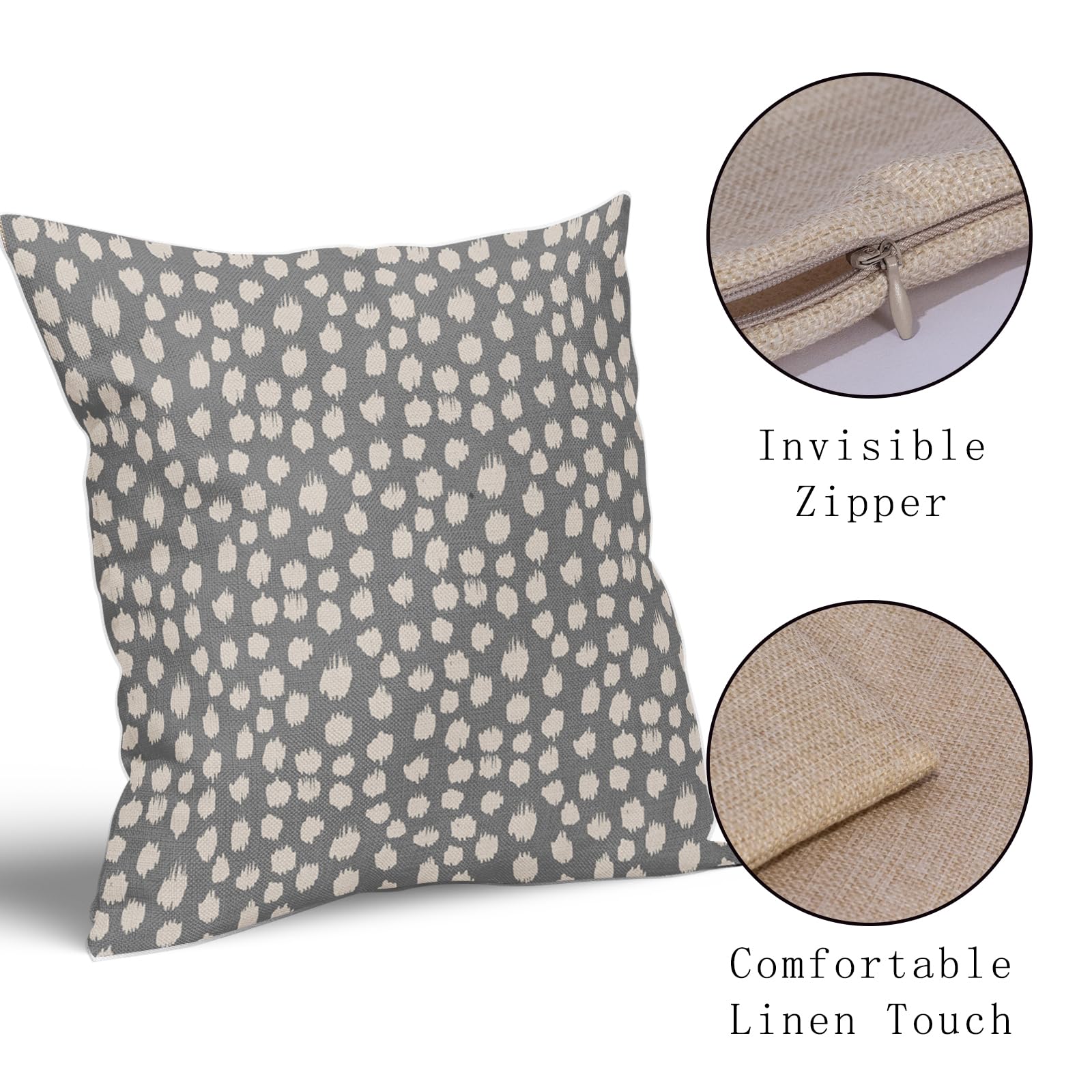 Foto 5 pulgar | Fundas de Almohada Sweetshow con Lunares Grises 45 X 45 cm - Venta Internacional