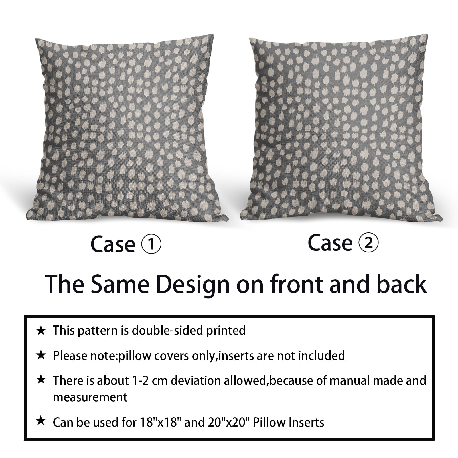 Foto 7 pulgar | Fundas de Almohada Sweetshow con Lunares Grises 45 X 45 cm - Venta Internacional