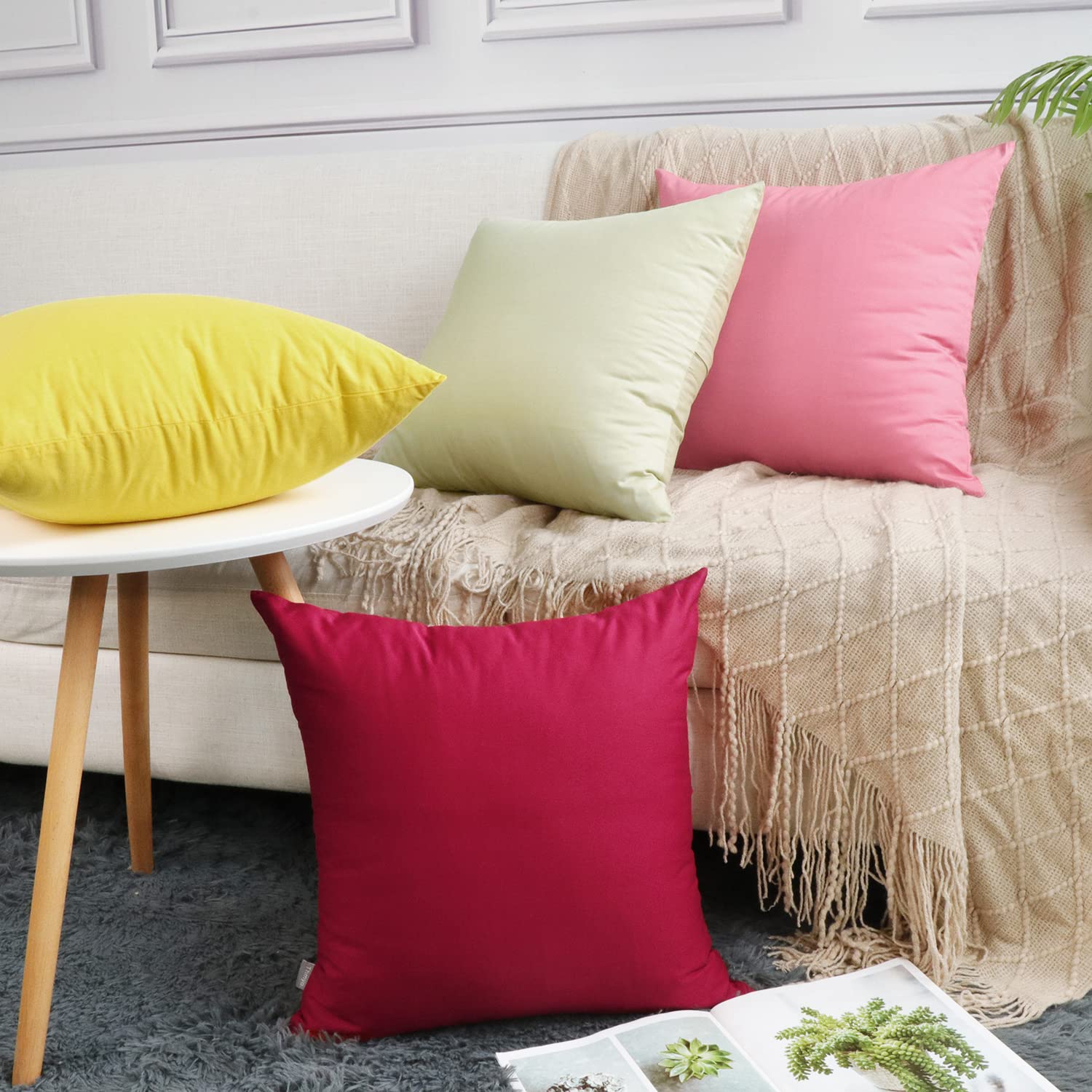 Foto 4 | Funda de Cojín Thmyo, 100% Algodón 66 X 66 Cm 4 Unidades color Rosa - Venta Internacional