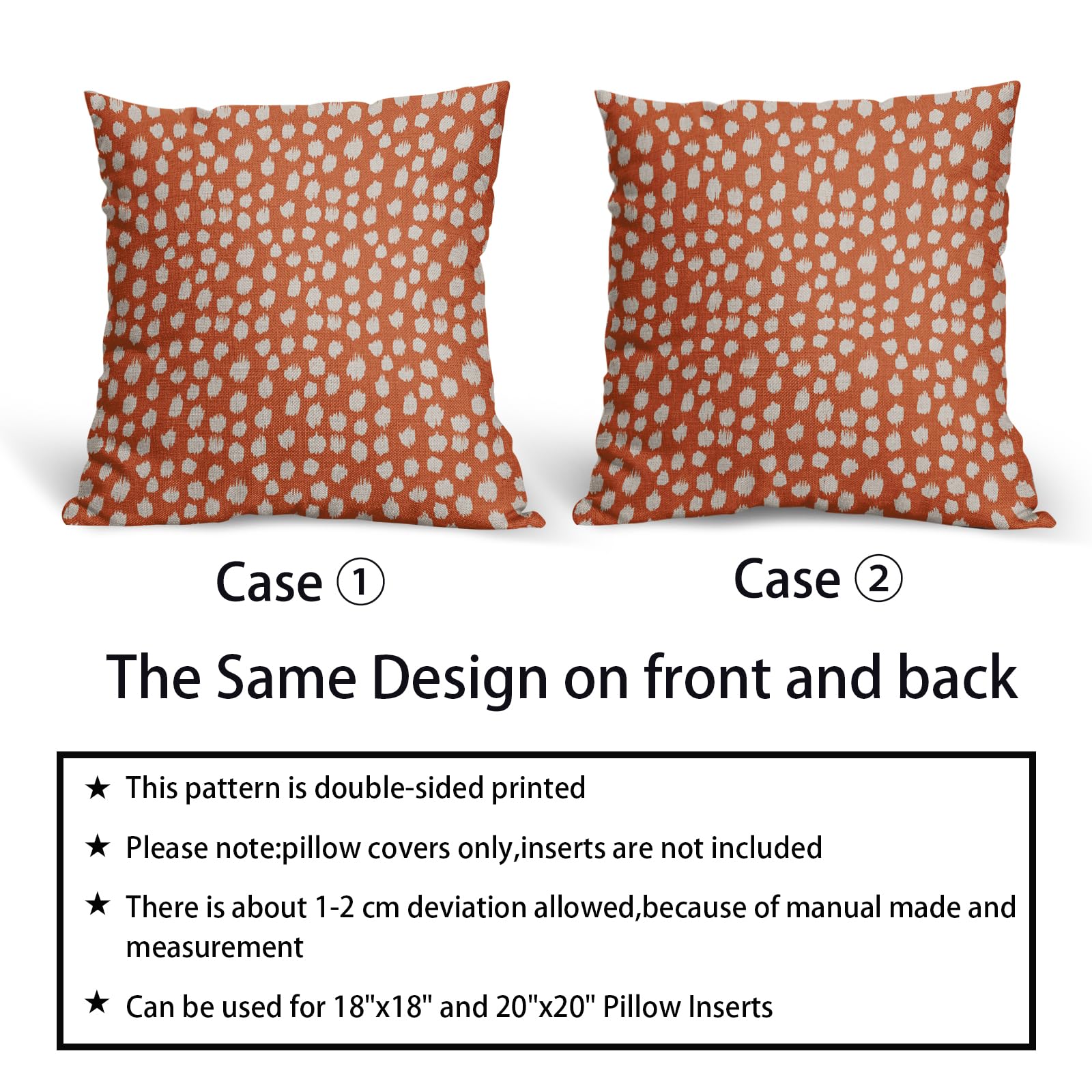 Foto 7 pulgar | Fundas de Almohada Sweetshow con Lunares Anaranjados y Crema 45 x 45 cm Juego de 2 - Venta Internacional