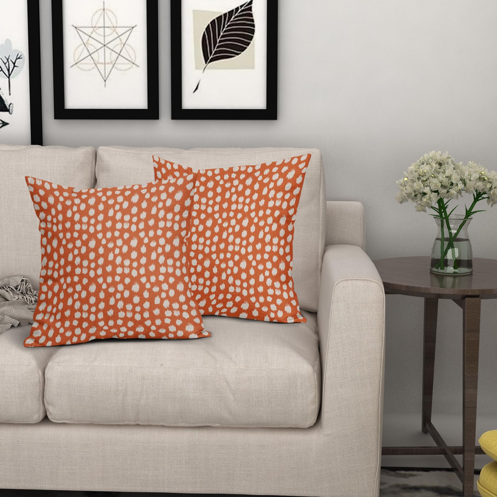 Foto 8 pulgar | Fundas de Almohada Sweetshow con Lunares Anaranjados y Crema 45 x 45 cm Juego de 2 - Venta Internacional