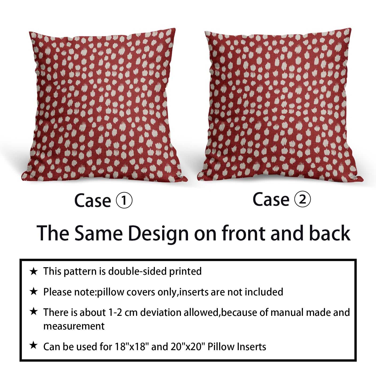 Foto 7 pulgar | Fundas de Almohada Sweetshow con Lunares Rojos y Crema de 40 x 40 cm Juego de 2 - Venta Internacional