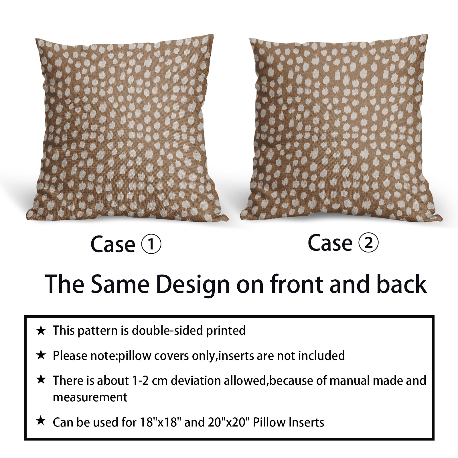 Foto 7 pulgar | Fundas de Almohada Sweetshow con Lunares Marrones y Crema de 50 X 50 Cm Juego de 2 - Venta Internacional