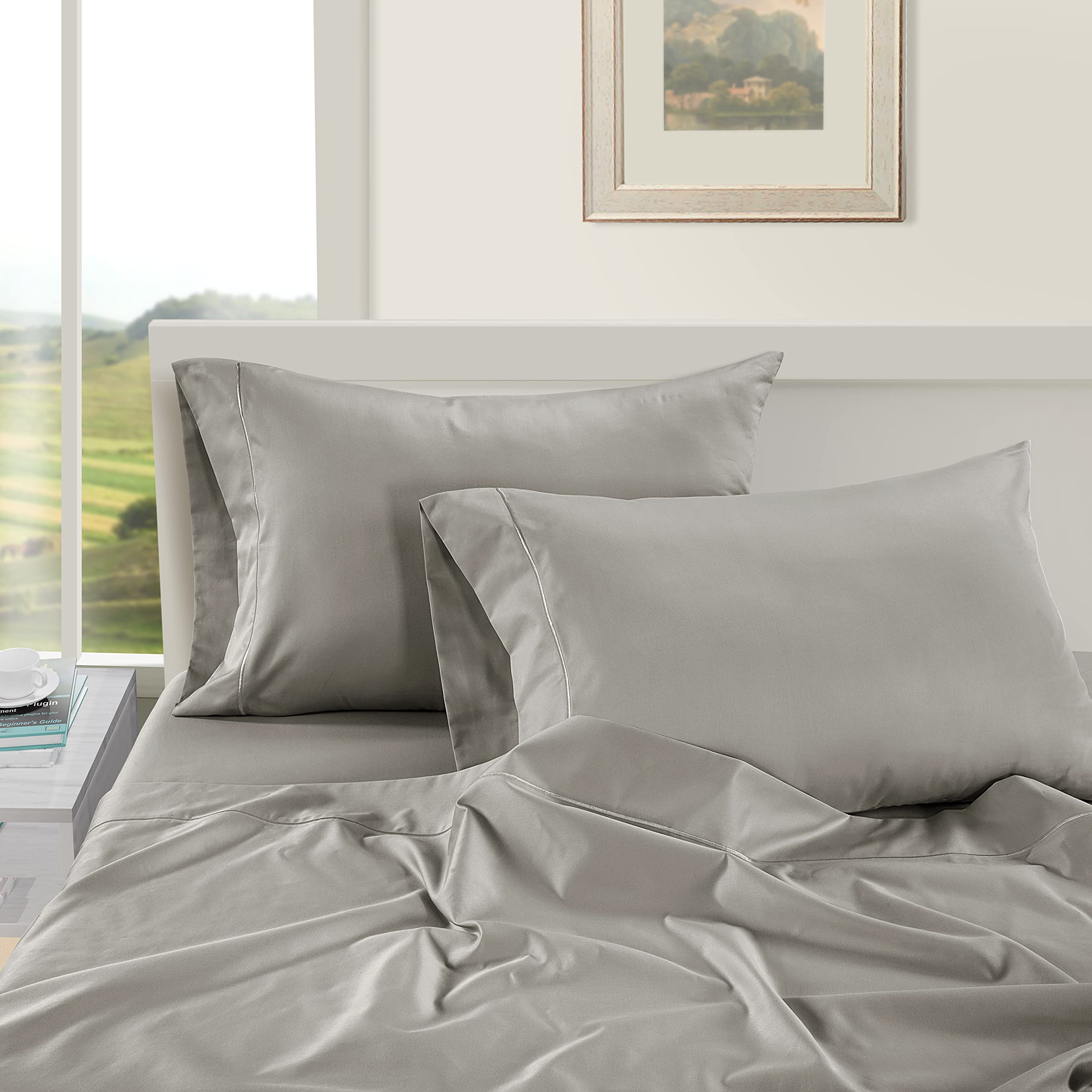 Foto 2 | Fundas De Almohada Lane Linen King, 100% Algodón Egipcio, X2 - Venta Internacional.
