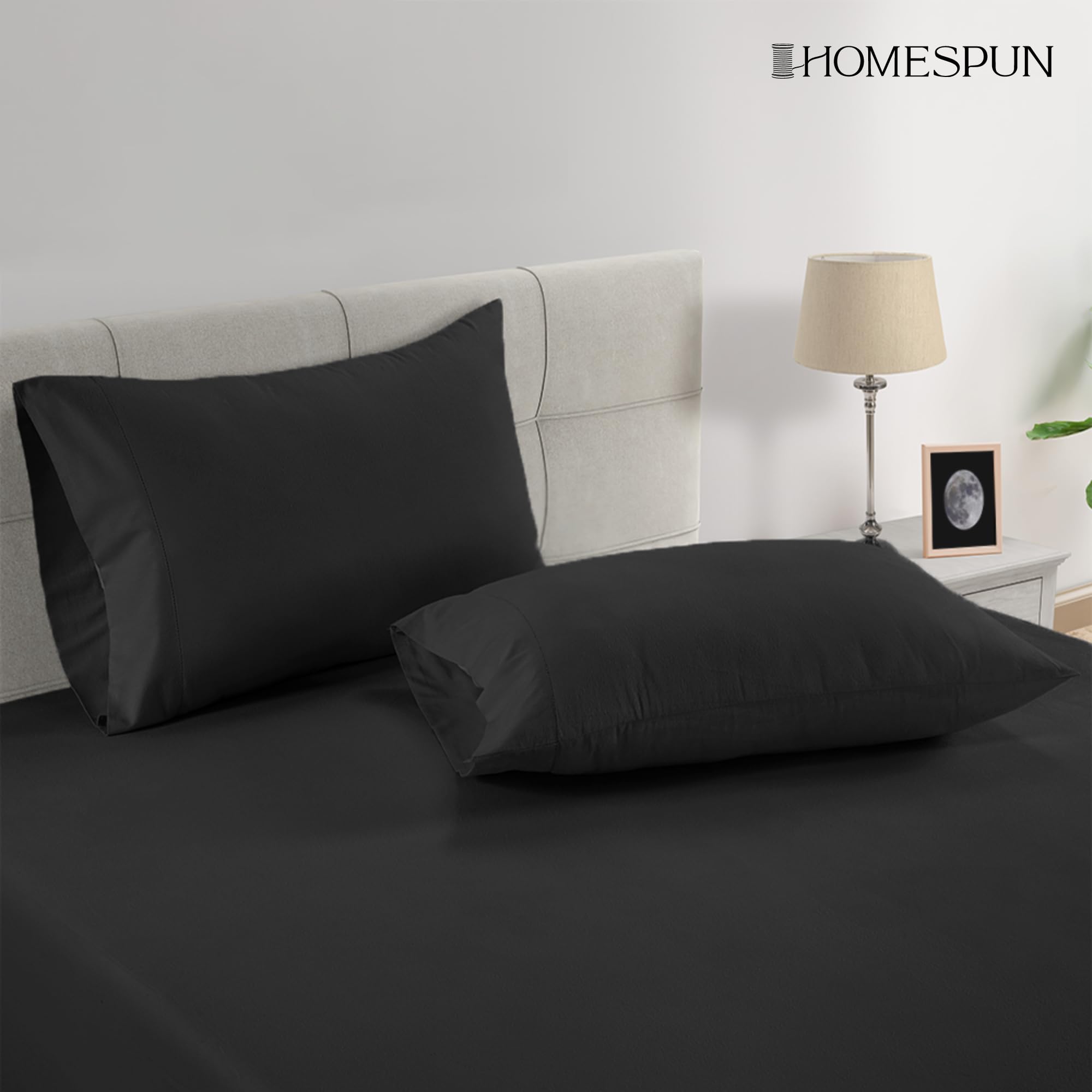 Foto 4 pulgar | Fundas De Almohada Lane Linen, 100% Algodón Orgánico, Tamaño King, Color Negro - Venta Internacional.
